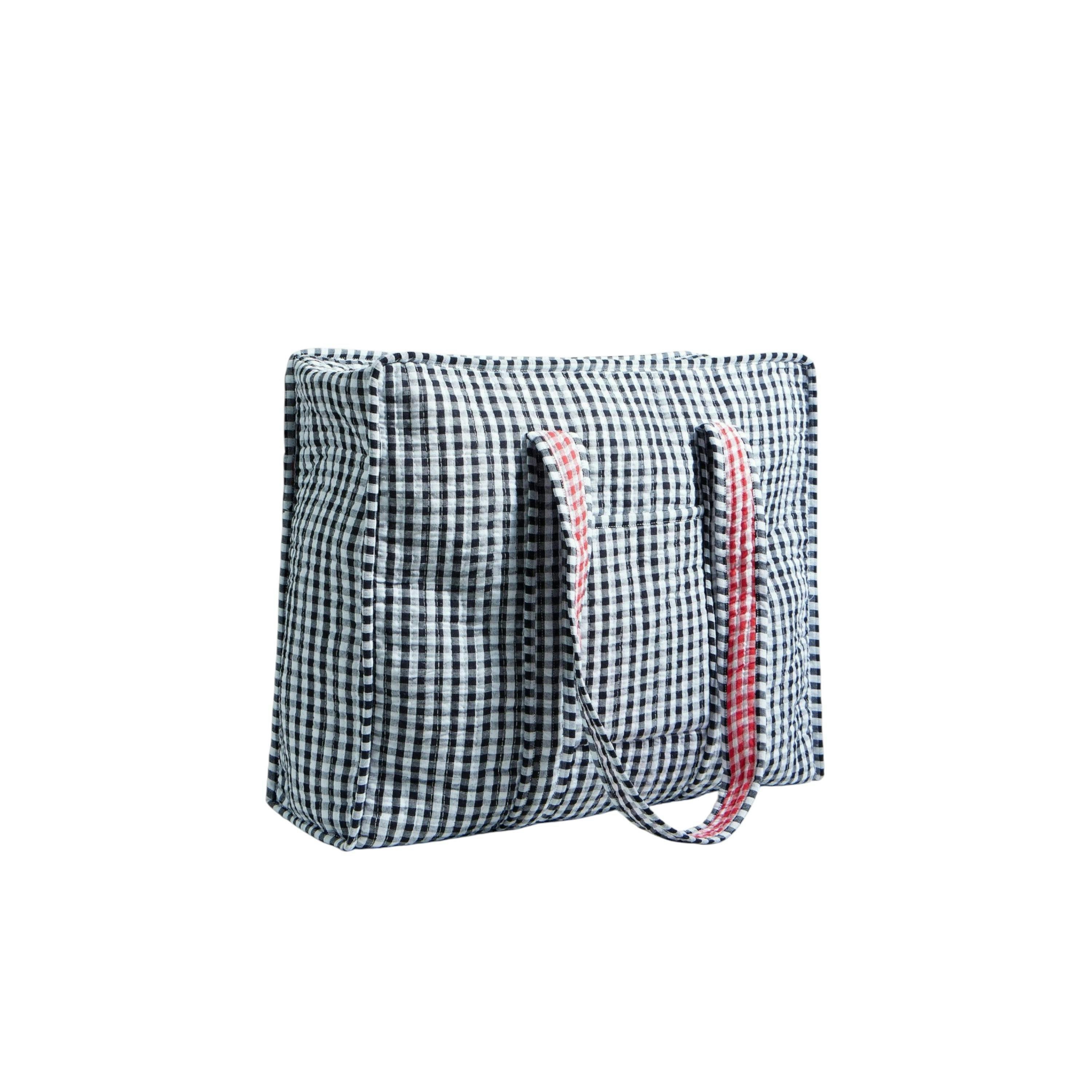 Yumi Black Gingham Quilted Shopper Bag , view 6 of 6