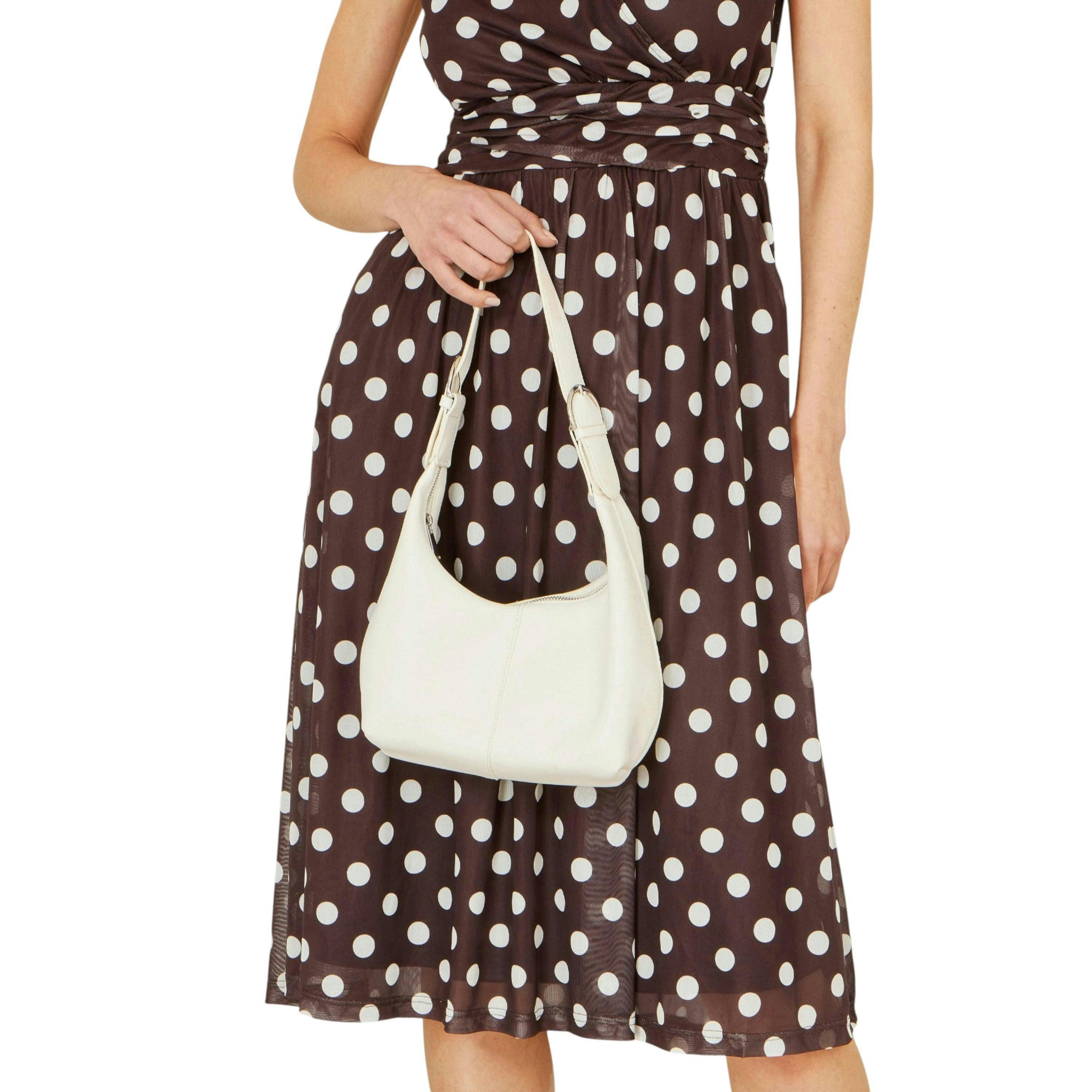 Yumi Ivory Shoulder Scoop Bag With Buckle , view 2 of 6