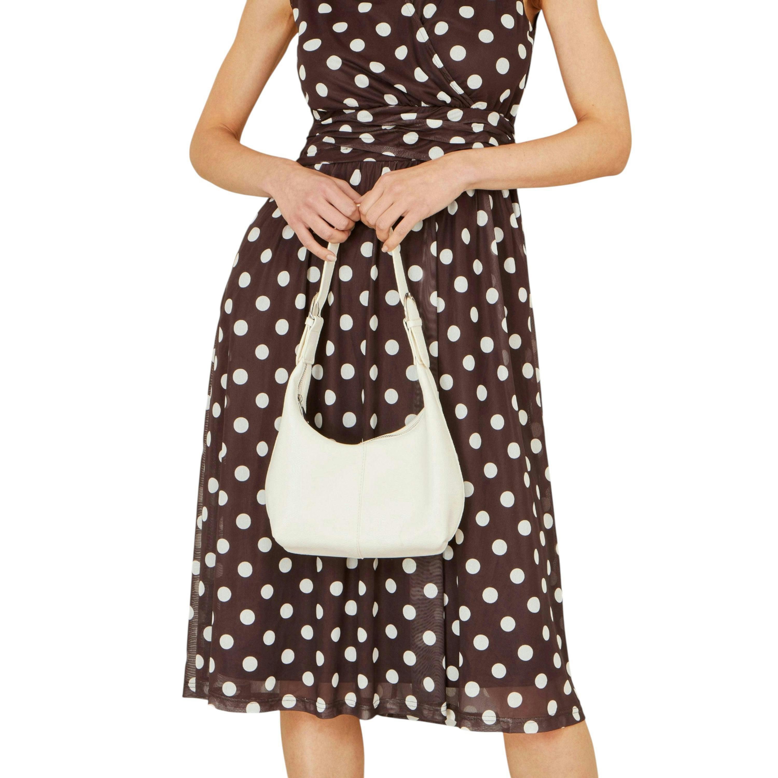 Yumi Ivory Shoulder Scoop Bag With Buckle , view 3 of 6