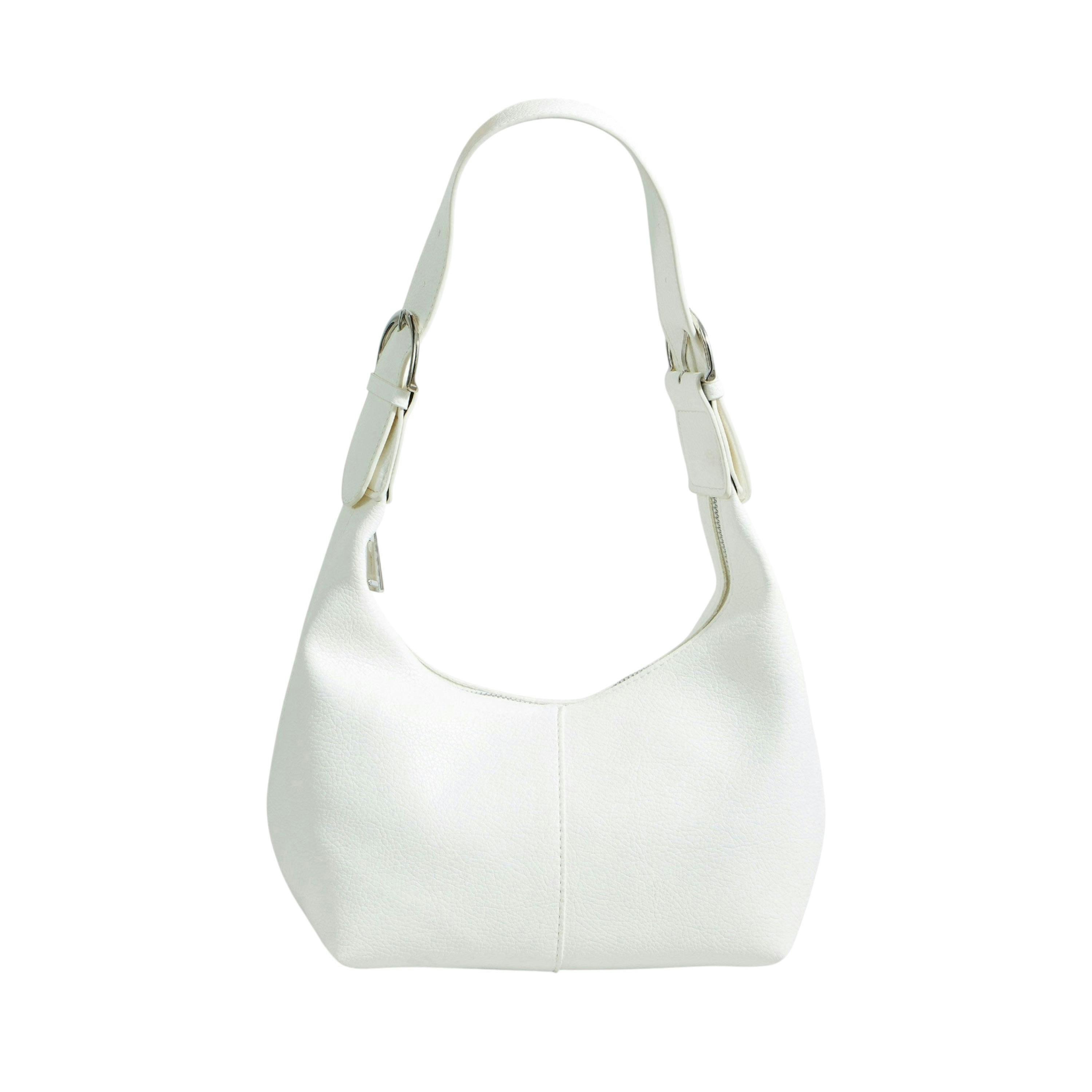 Yumi Ivory Shoulder Scoop Bag With Buckle , view 4 of 6
