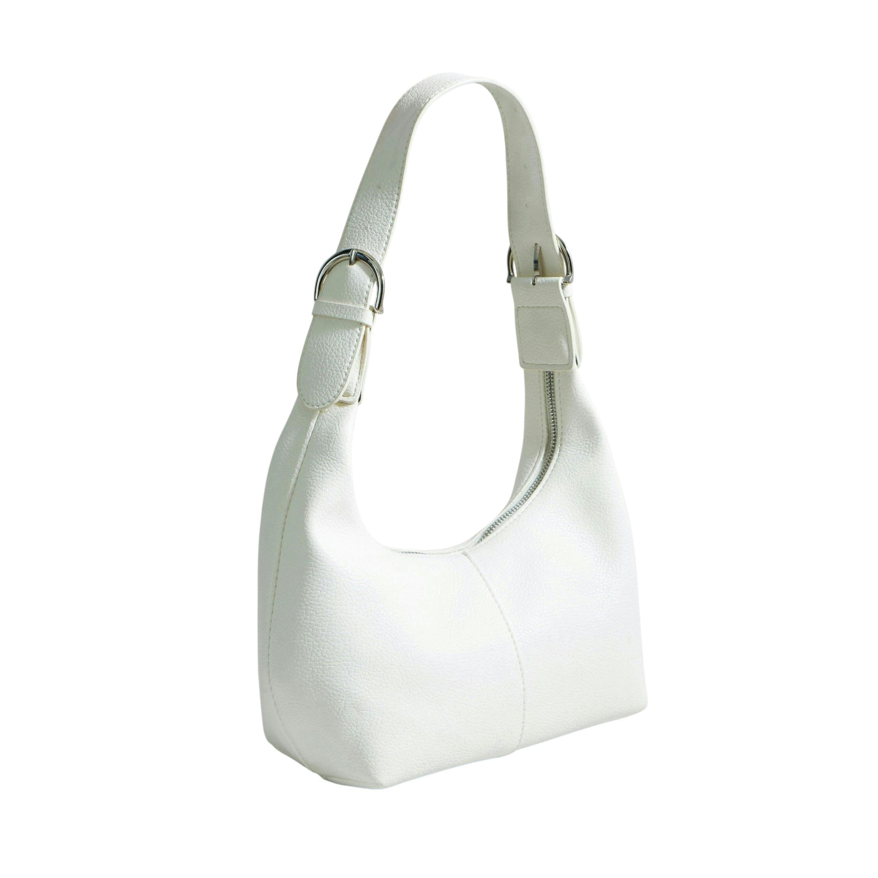 Yumi Ivory Shoulder Scoop Bag With Buckle , view 5 of 6