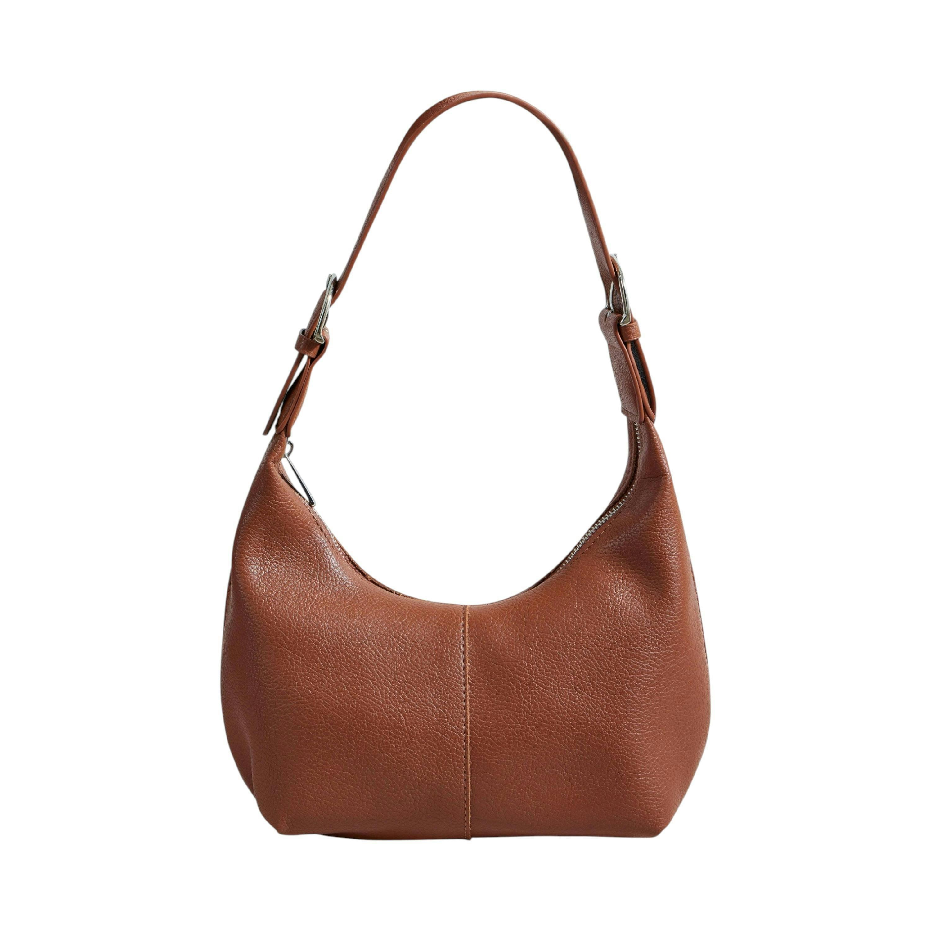 Yumi Brown Shoulder Scoop Bag With Buckle , view 2 of 4