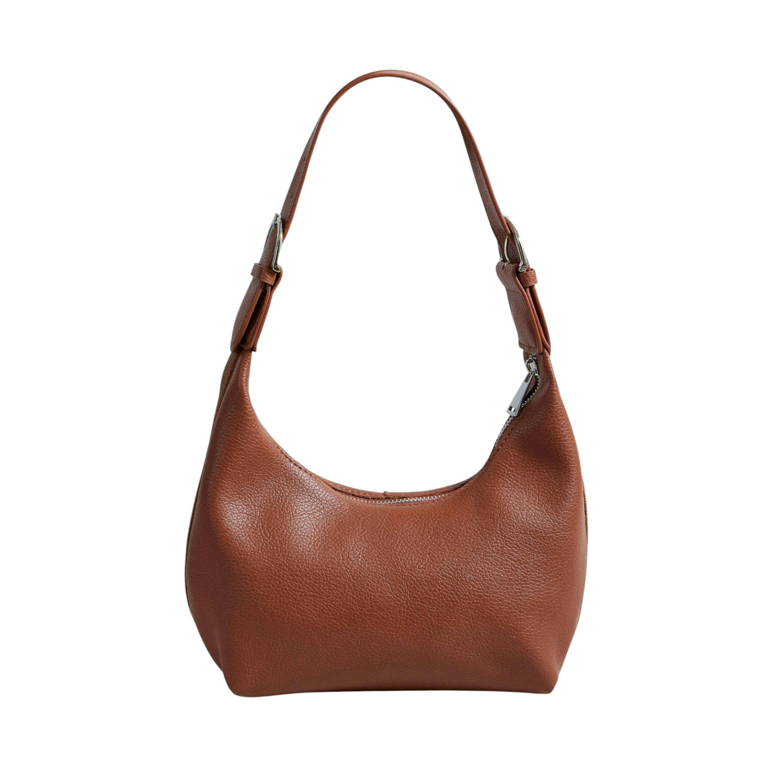 Yumi Brown Shoulder Scoop Bag With Buckle , view 3 of 4
