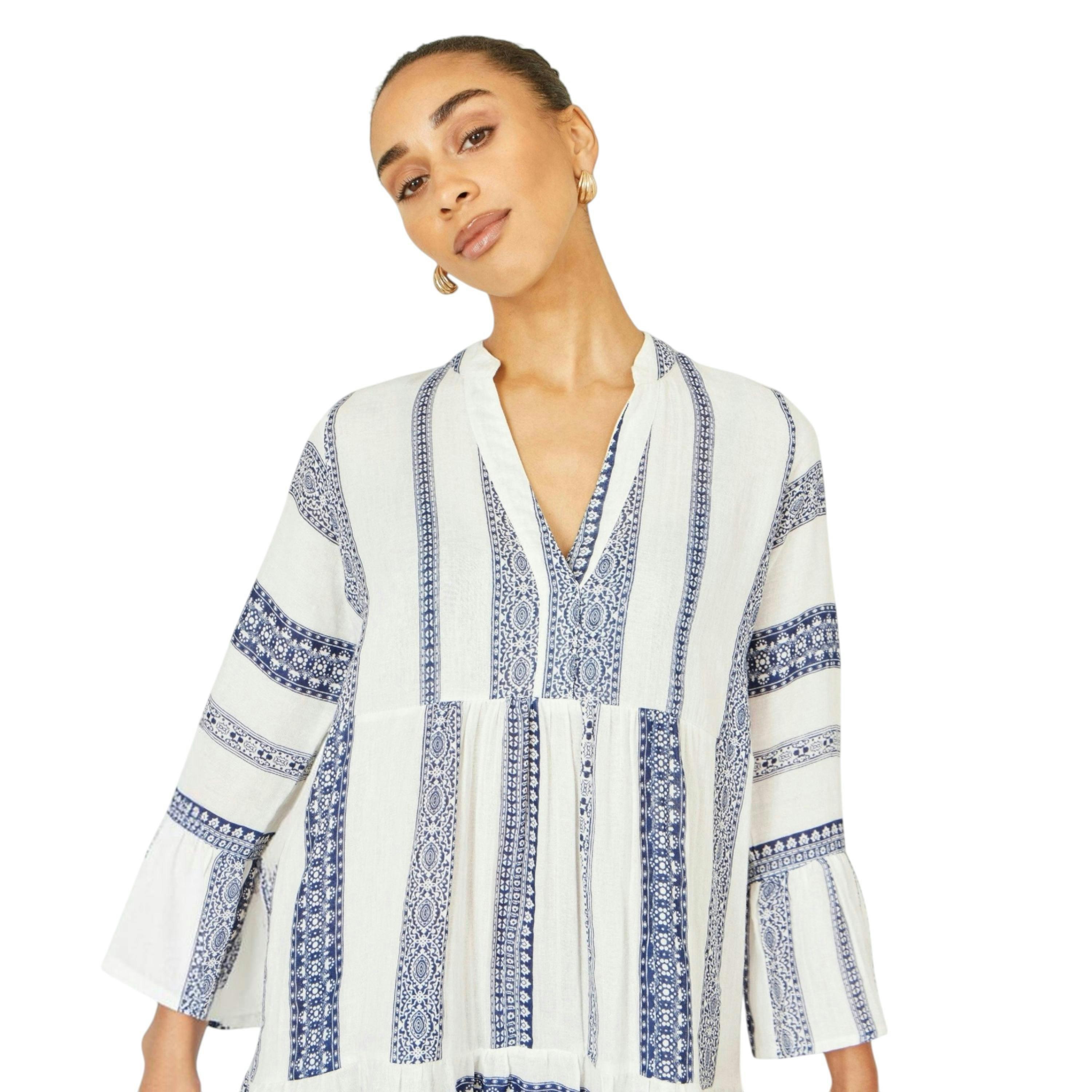 Yumi White Cotton Stripe Tunic , view 2 of 6