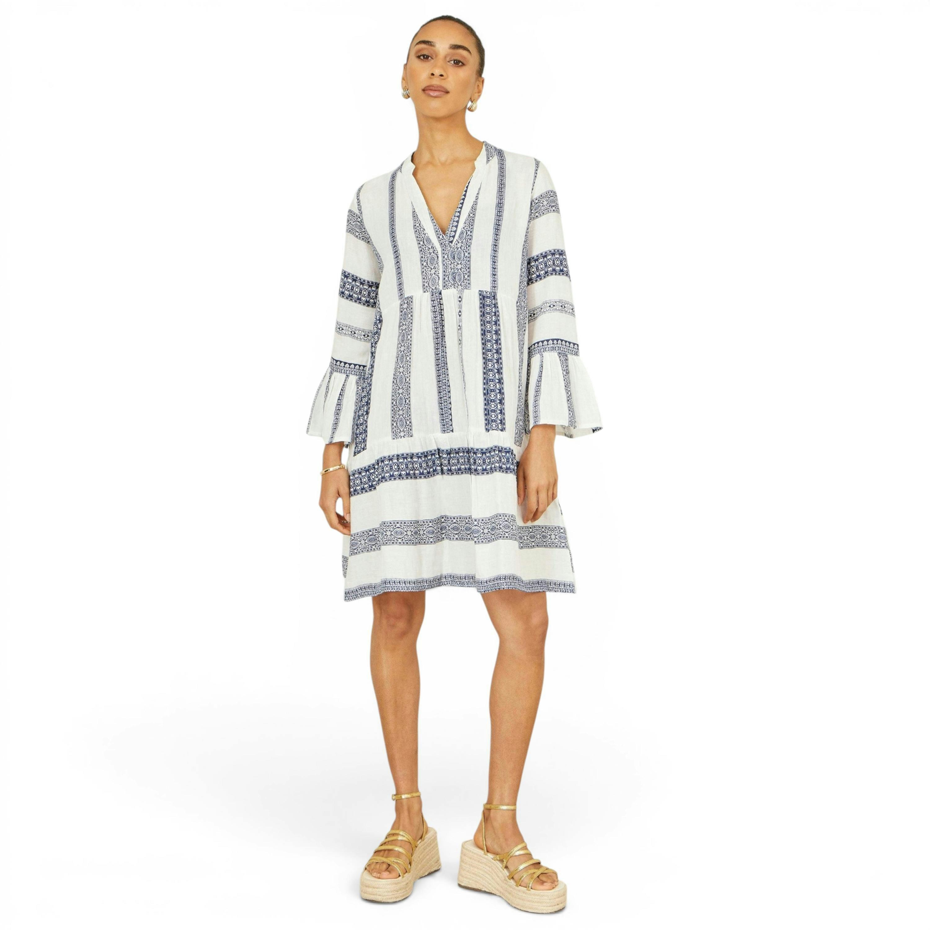 Yumi White Cotton Stripe Tunic , view 3 of 6