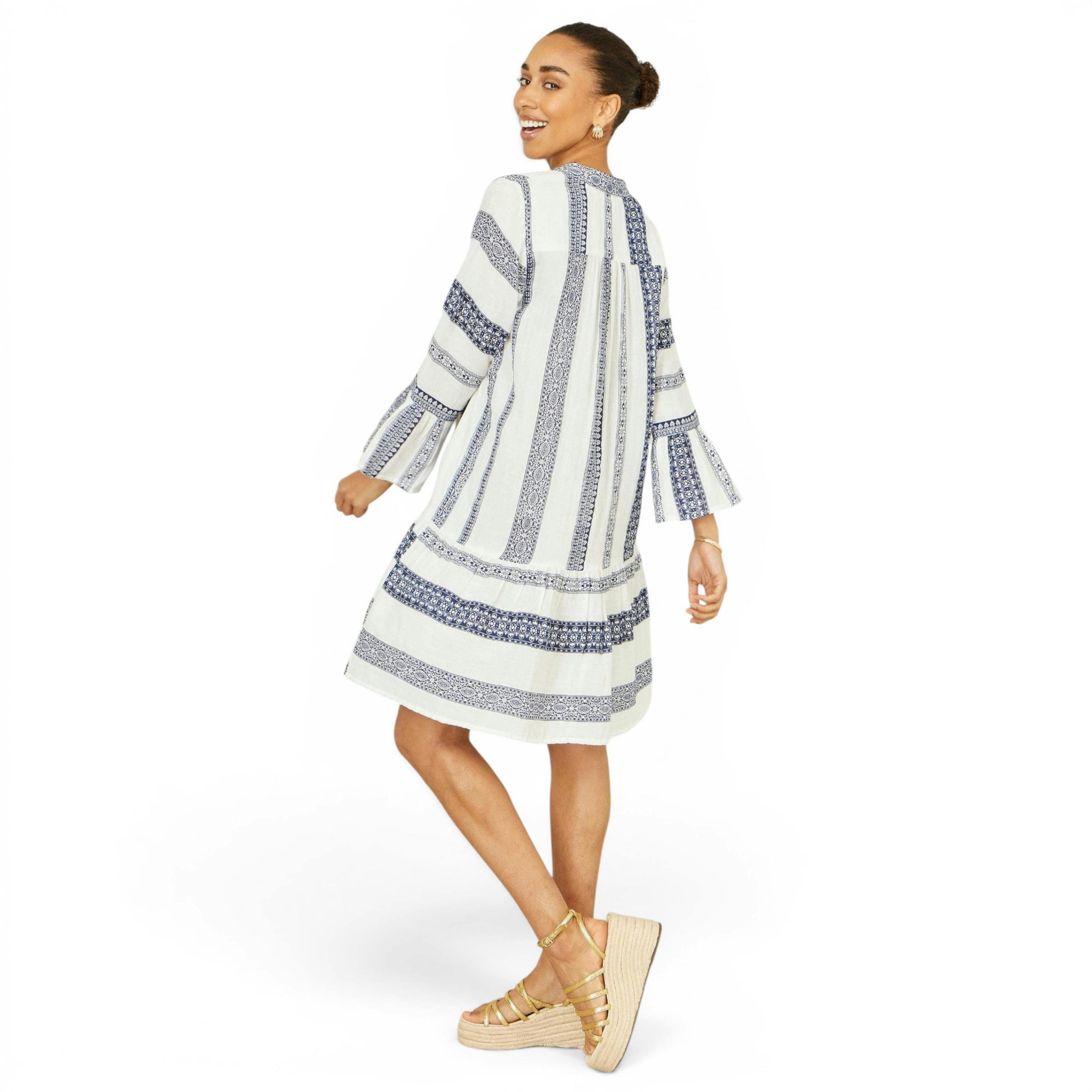 Yumi White Cotton Stripe Tunic , view 4 of 6