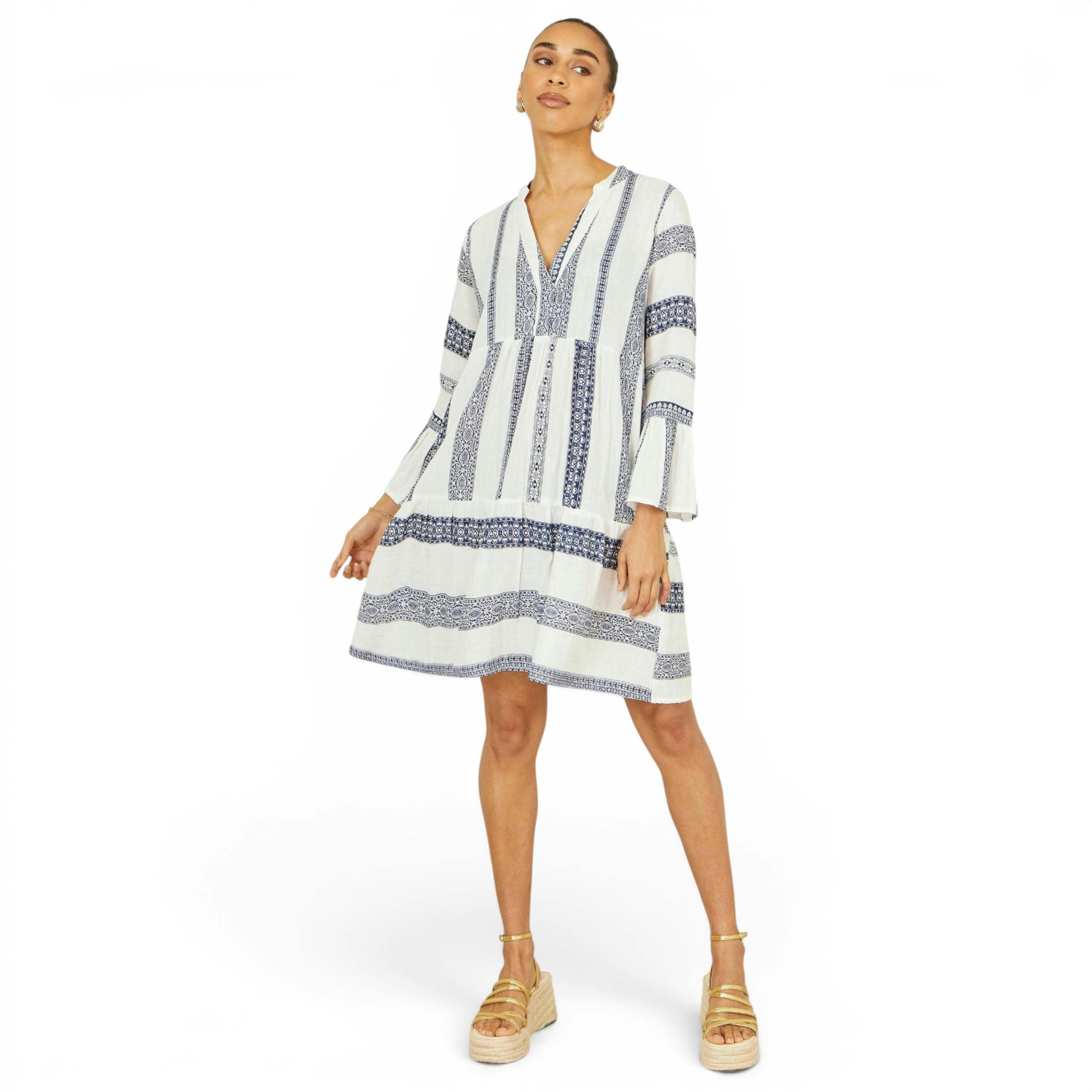 Yumi White Cotton Stripe Tunic , view 5 of 6