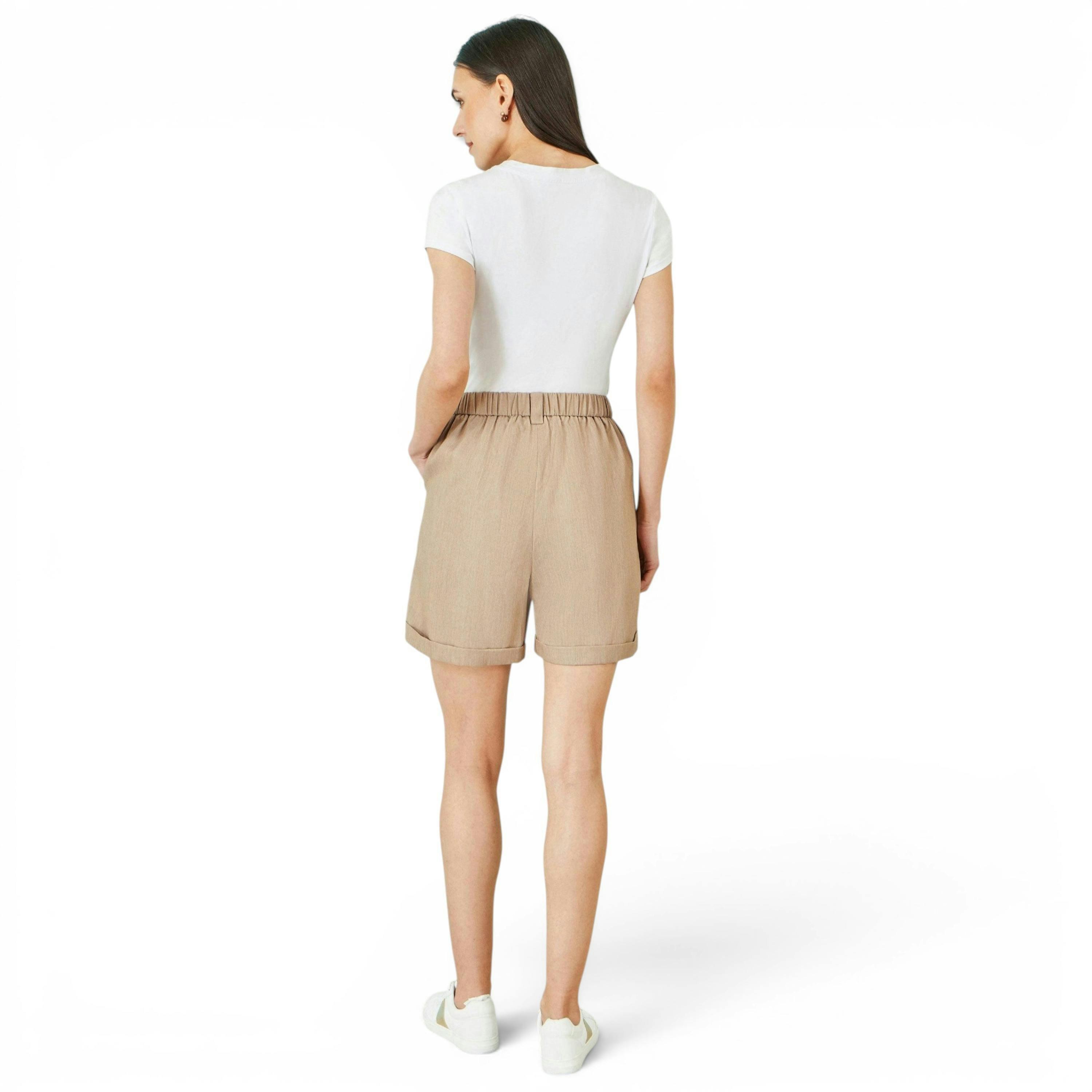 Yumi Brown Pleat Front Shorts , view 3 of 4