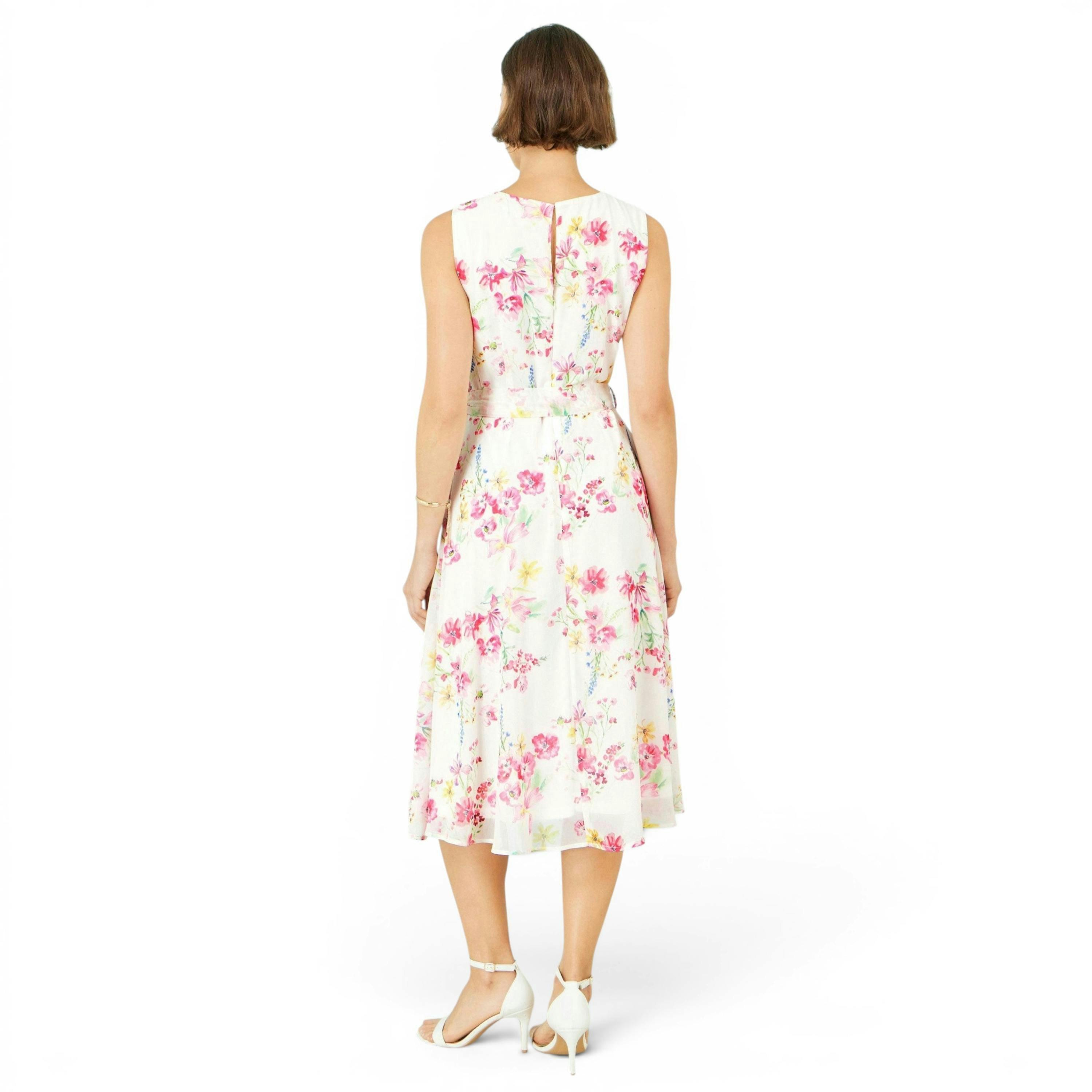 Yumi White Delicate Floral Midi Skater Dress , view 5 of 6