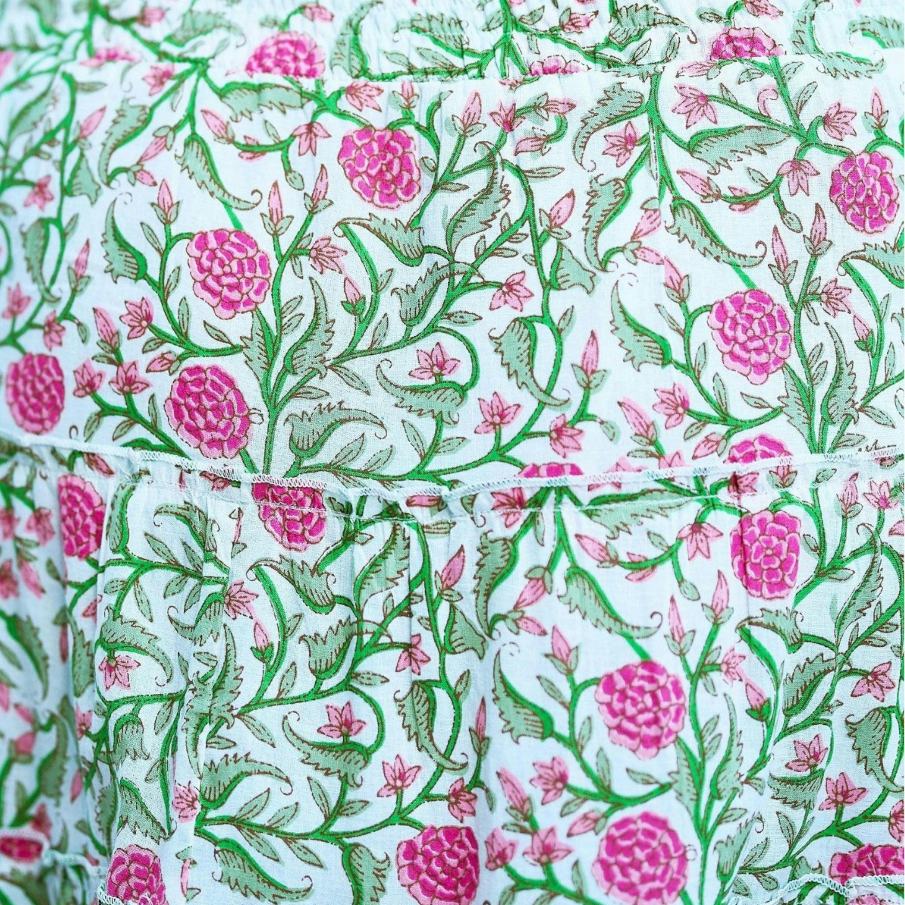 Yumi White Boho Print Cotton Floral Maxi Skirt , view 6 of 6