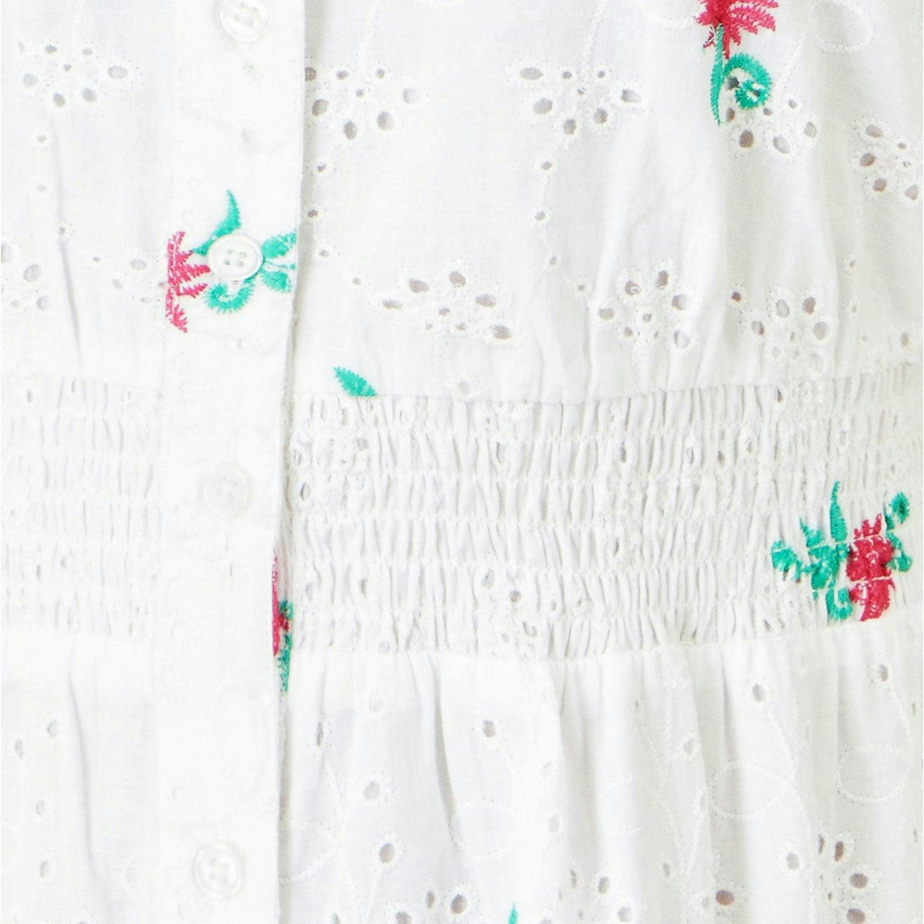 Yumi White Cotton Broderie Anglaise Embroidered Midi Dress , view 6 of 6