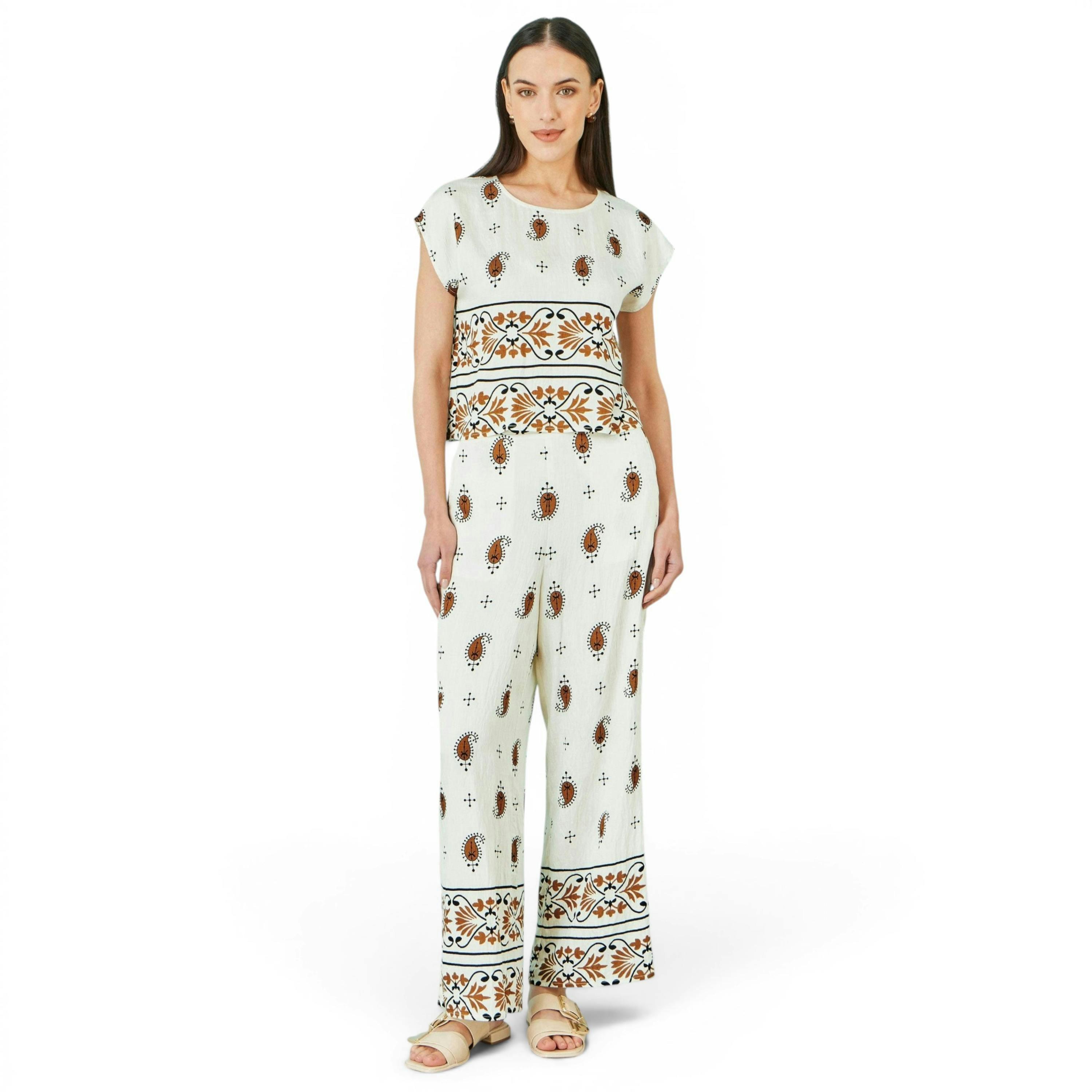 Yumi Ivory Viscose Paisley Top , view 2 of 4
