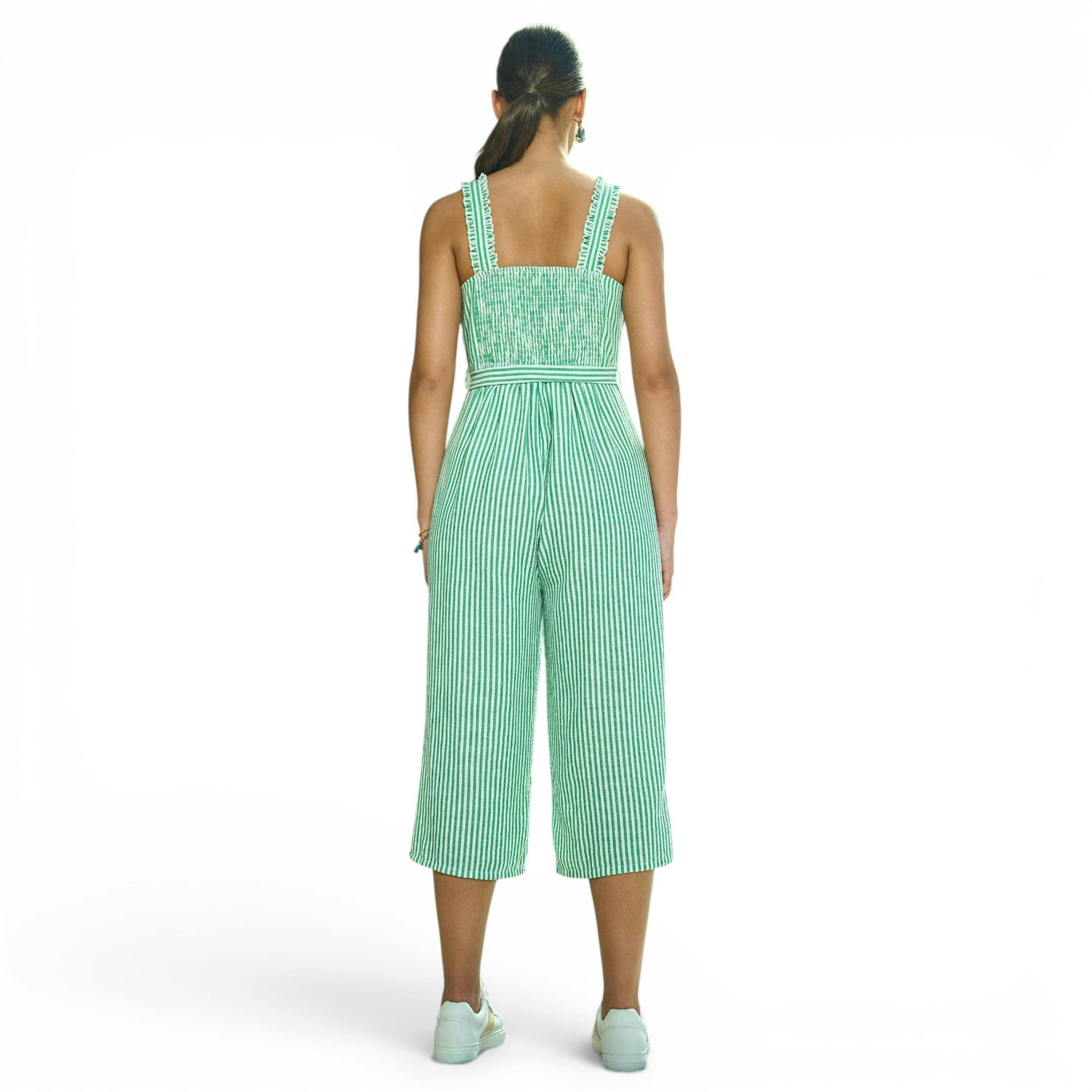 Yumi Green Stripe Strappy Jumpsuit , view 3 of 6