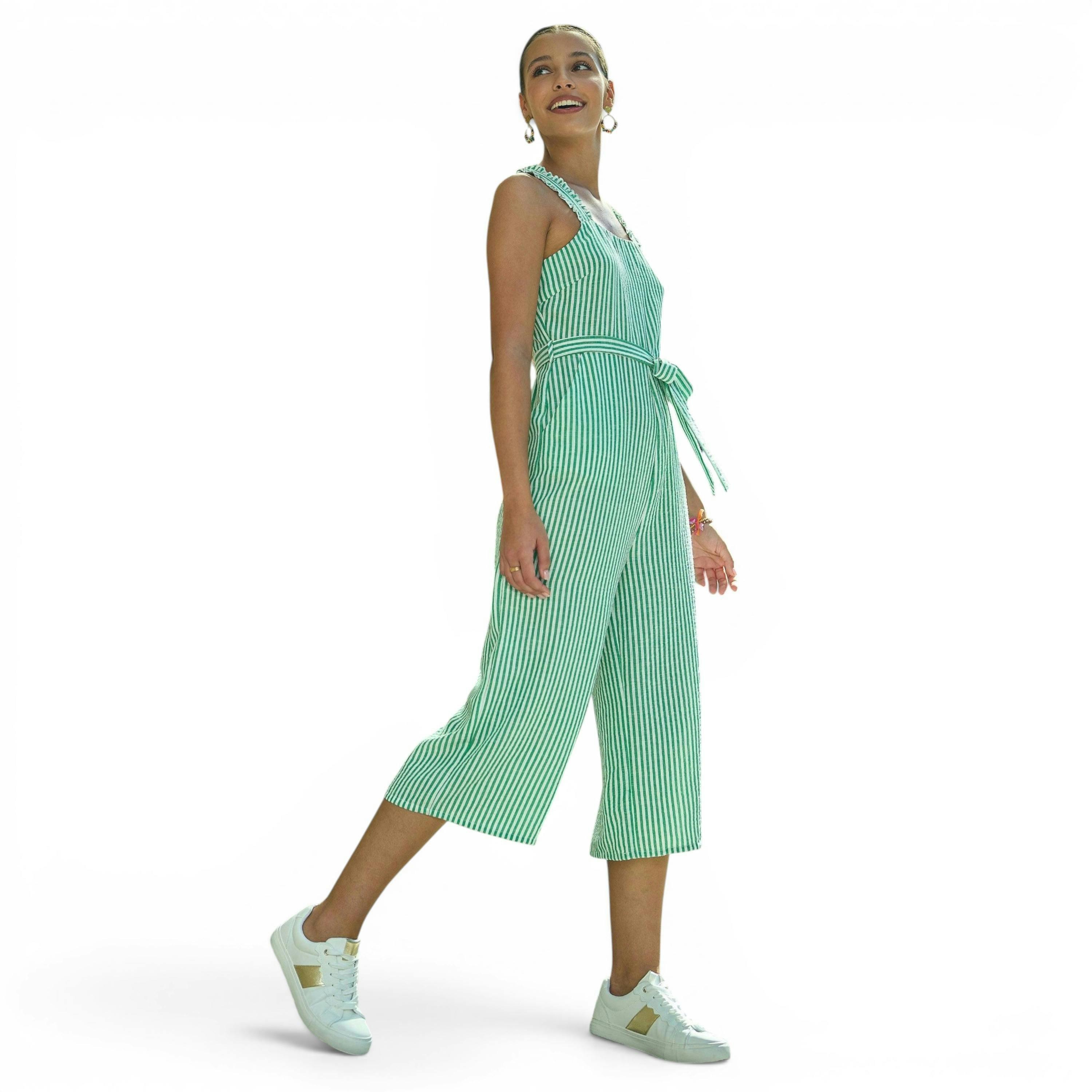 Yumi Green Stripe Strappy Jumpsuit , view 5 of 6