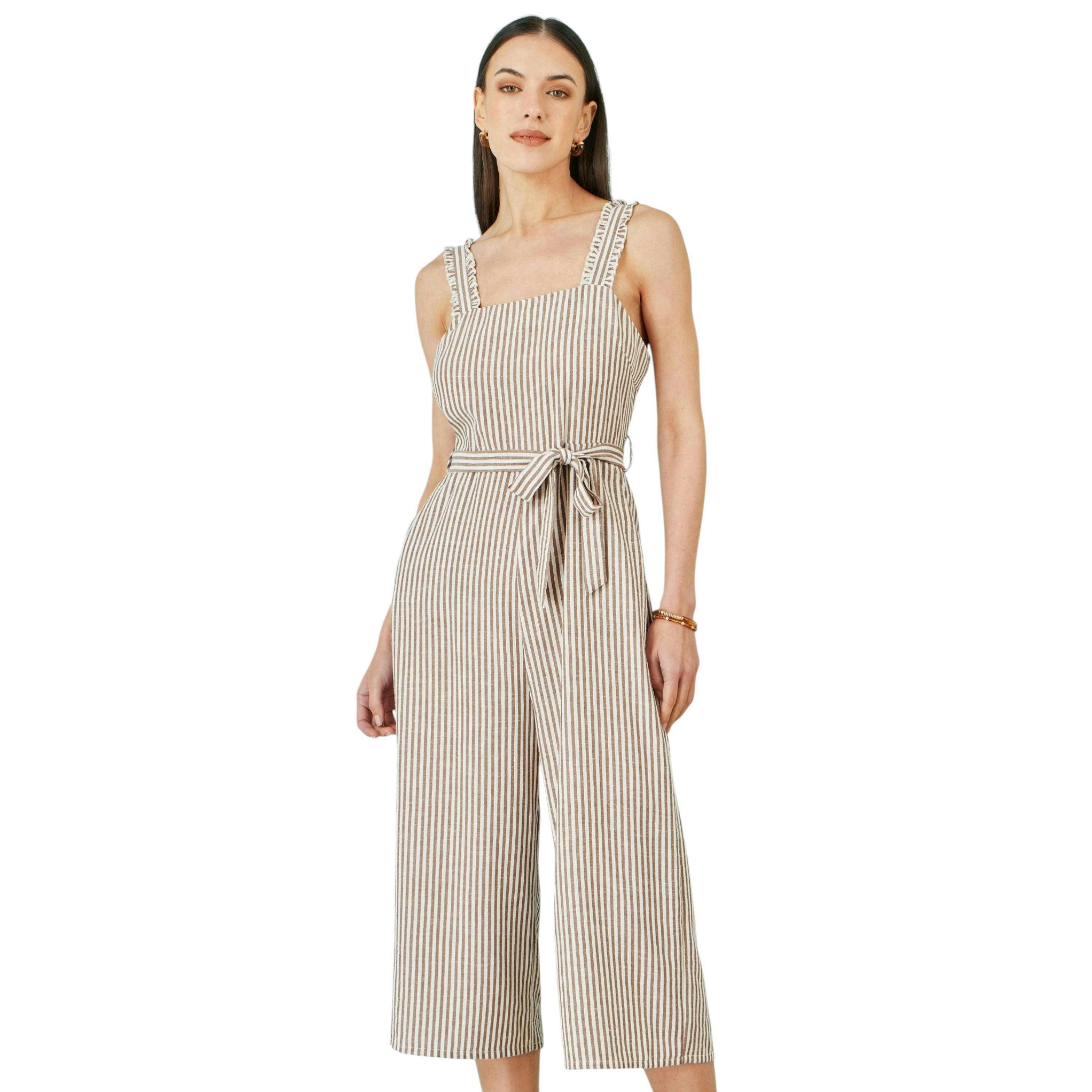 Yumi Brown Stripe Strappy Jumpsuit , view 5 of 6