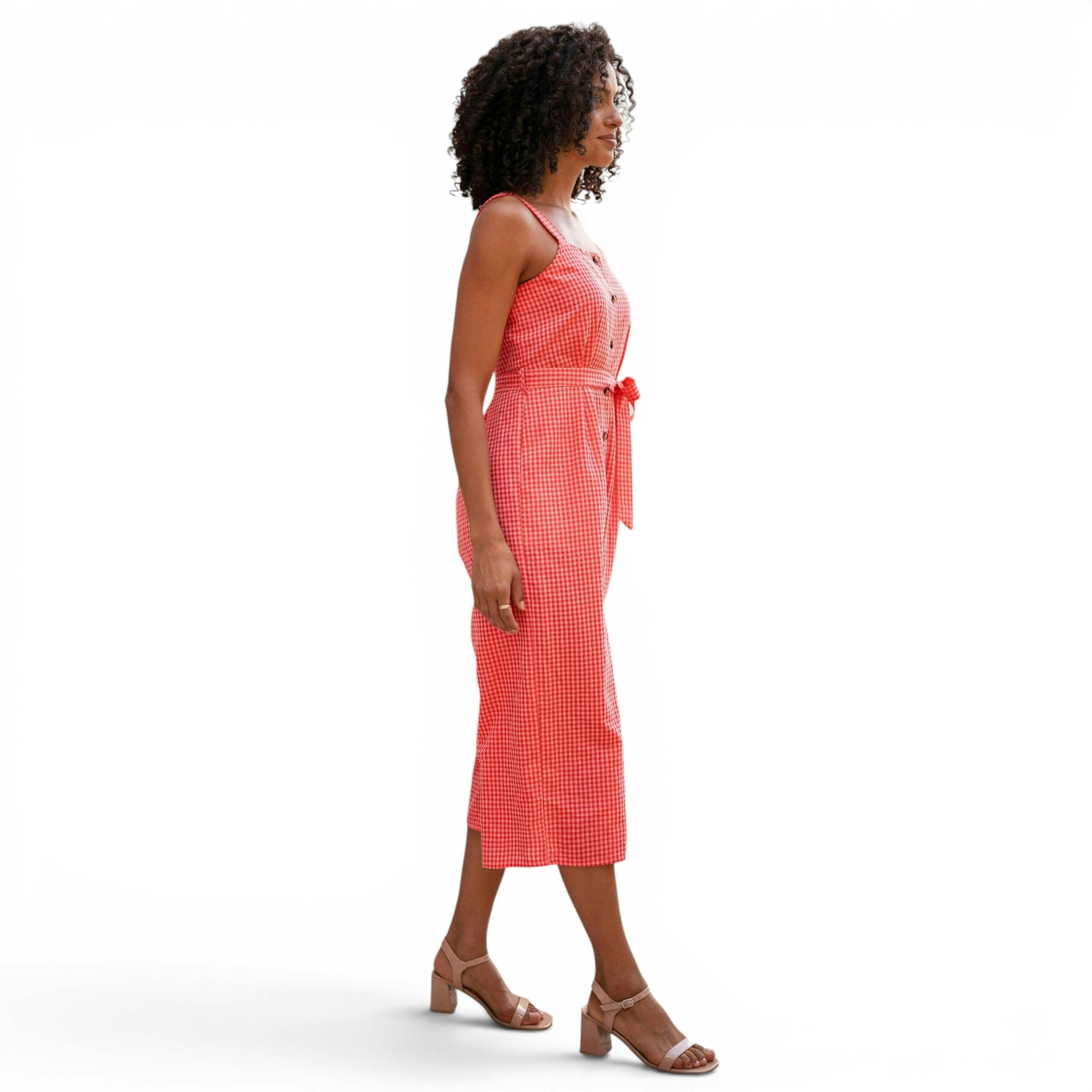 Yumi Red Gingham Button Through Jumpsuit , view 6 of 6