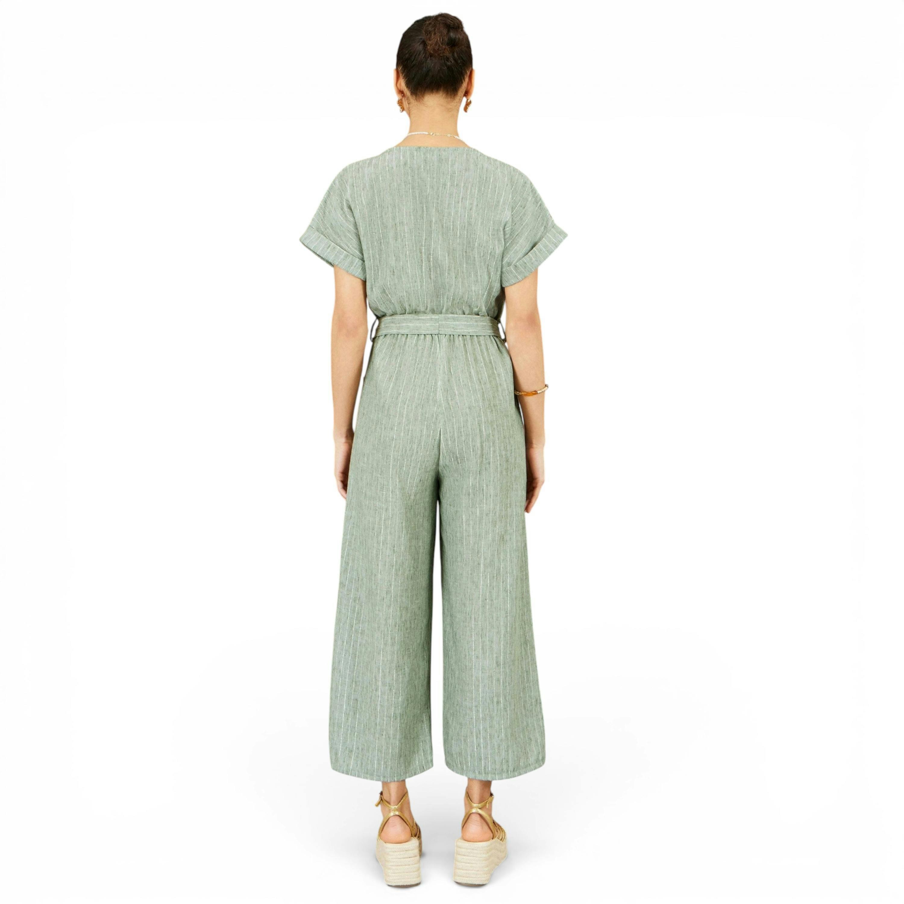 Yumi Green V Neck Kimono Sleeve Jumpsuit , view 4 of 6