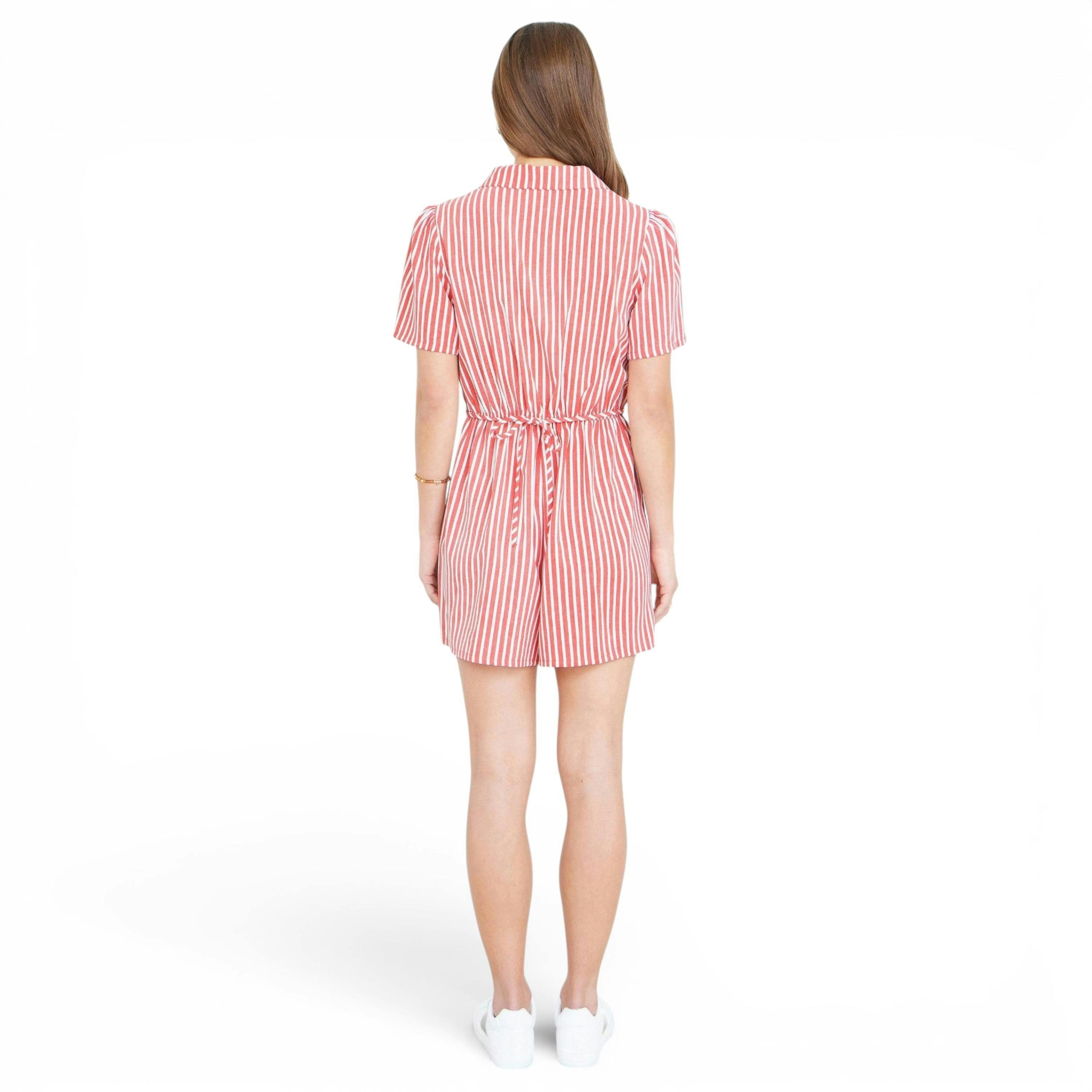 Yumi Red Stripe Retro Playsuit , view 4 of 6