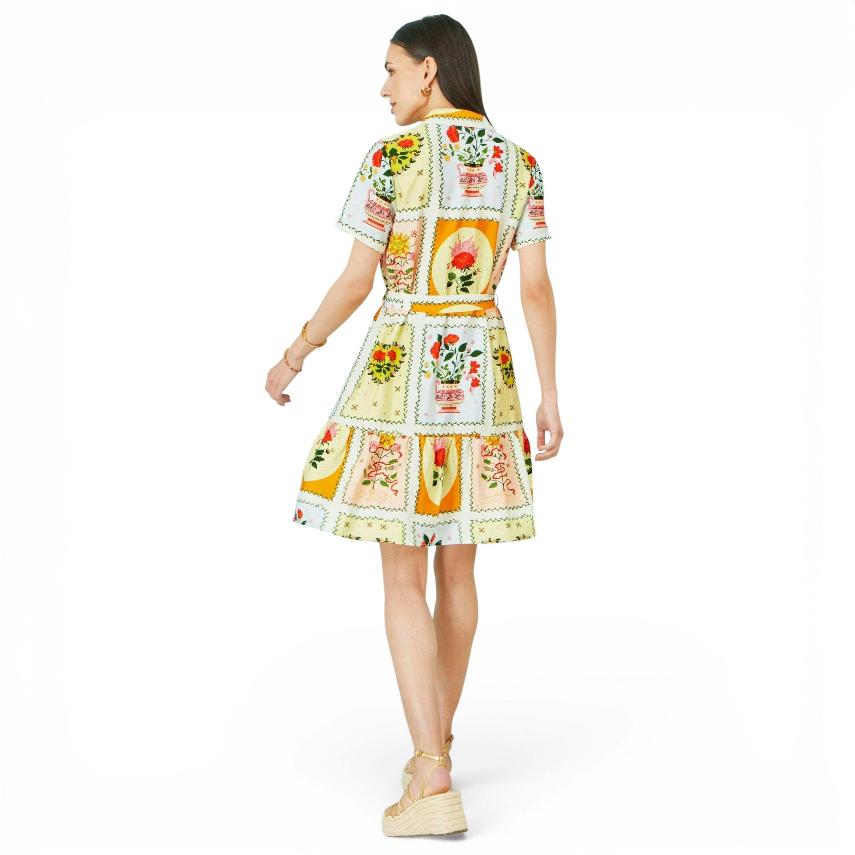 Yumi Multicolour Sun Patchwork Print Shirt Dress , view 4 of 6