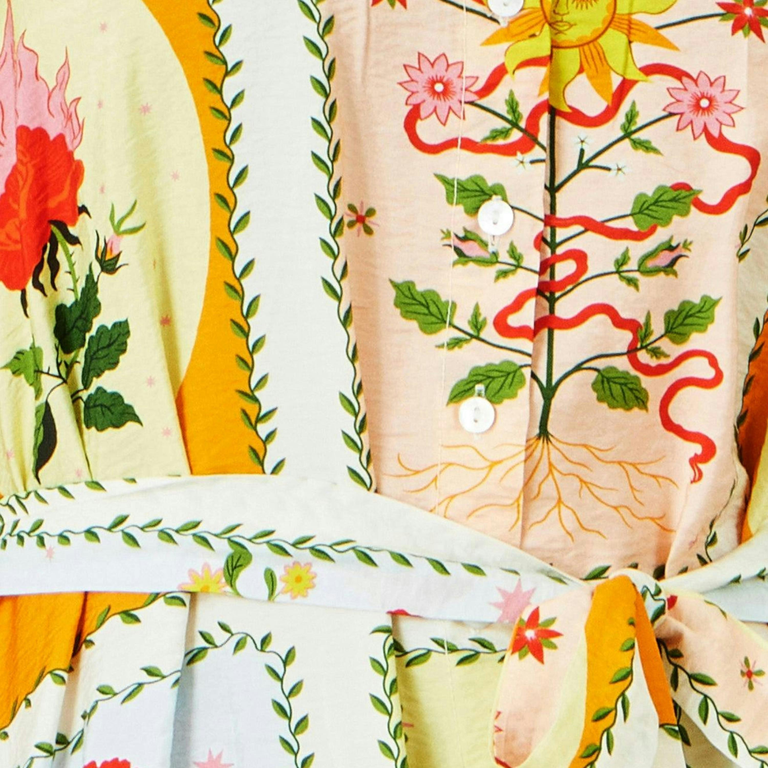 Yumi Multicolour Sun Patchwork Print Shirt Dress , view 6 of 6