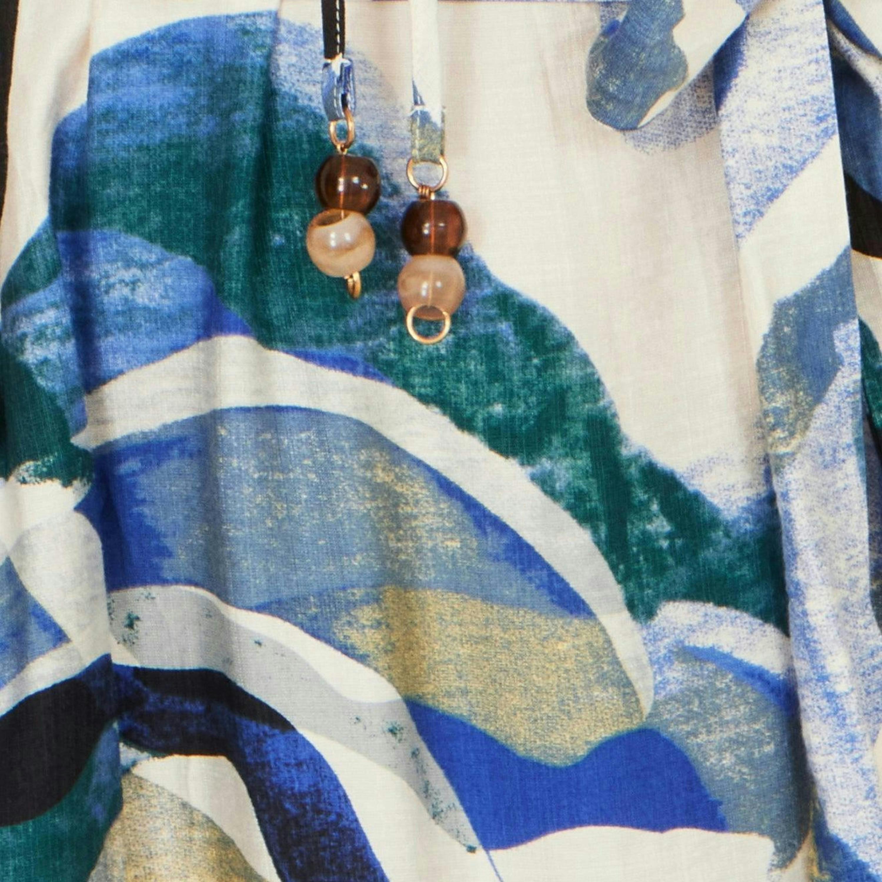 Yumi Blue Viscose Swirl Print Midi Dress , view 6 of 6