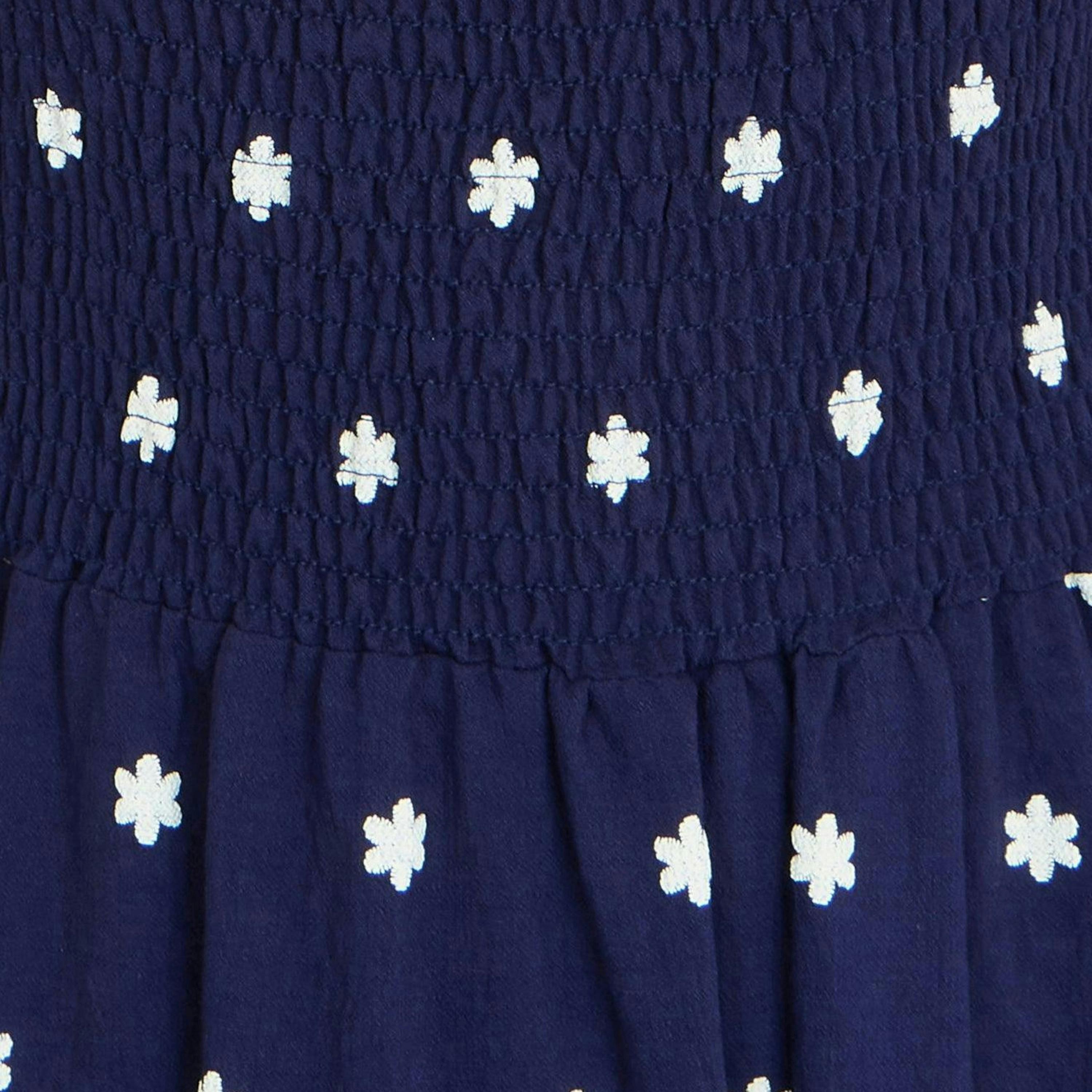 Yumi Navy Border Hemline Smocked Maxi Dress , view 5 of 5