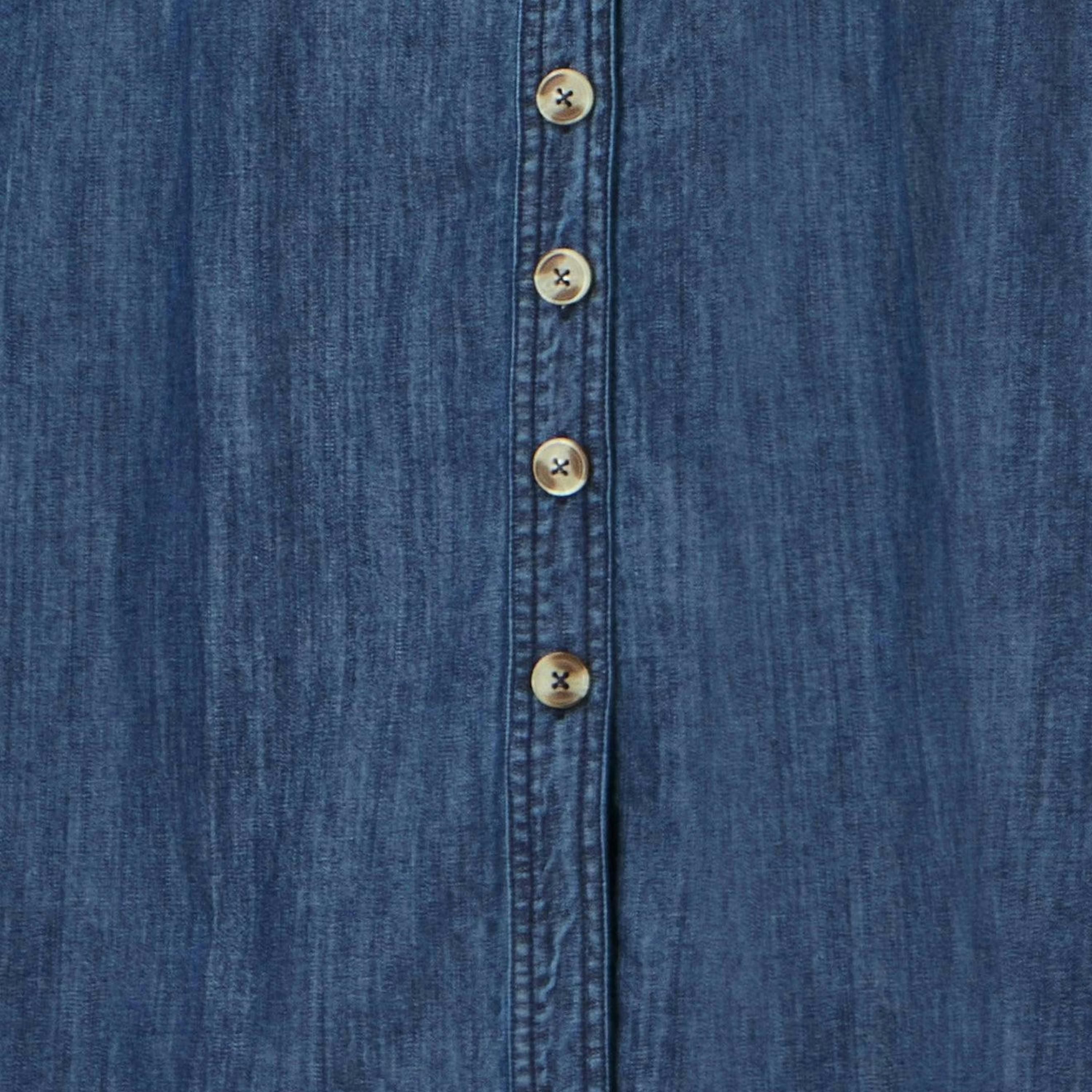 Yumi Blue Chambray Cotton Ruched Midi Sun Dress , view 4 of 4