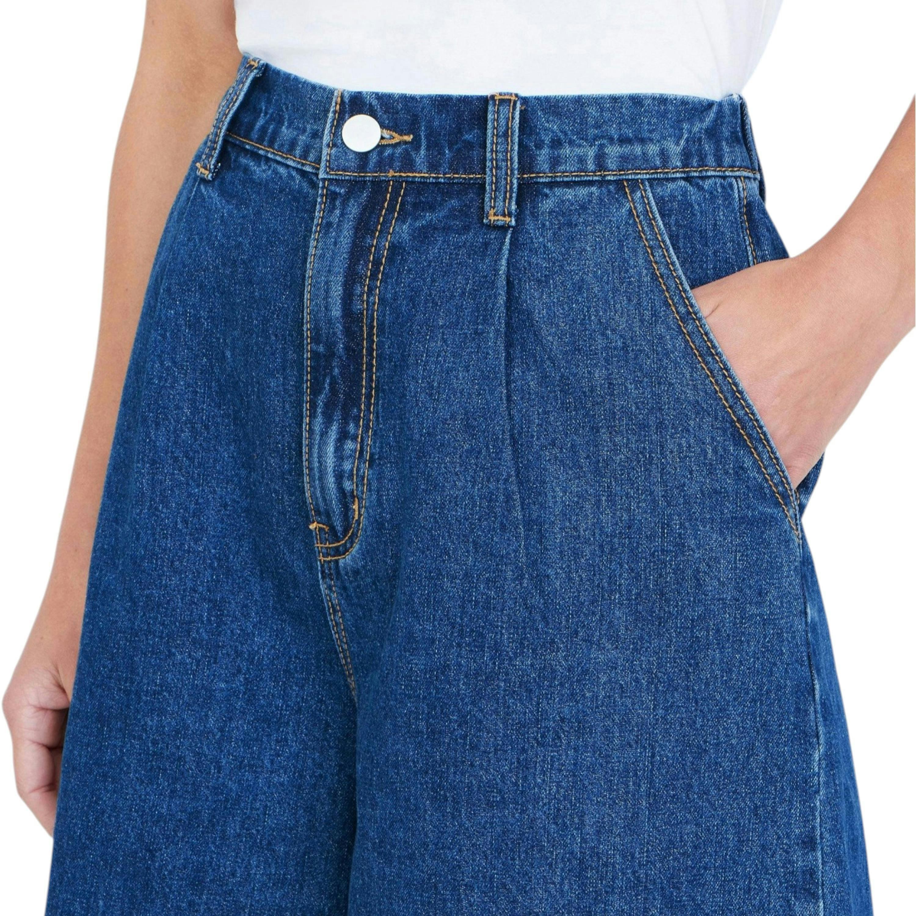 Yumi Blue Denim Wide Leg Shorts , view 2 of 5