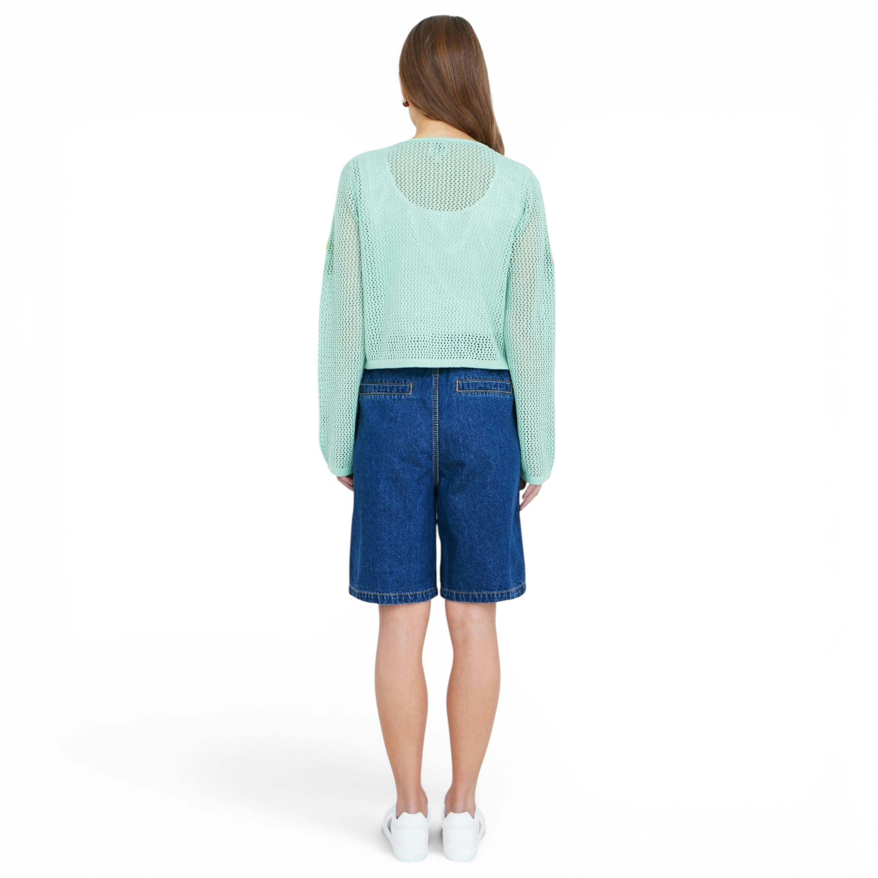 Yumi Blue Denim Wide Leg Shorts , view 4 of 5