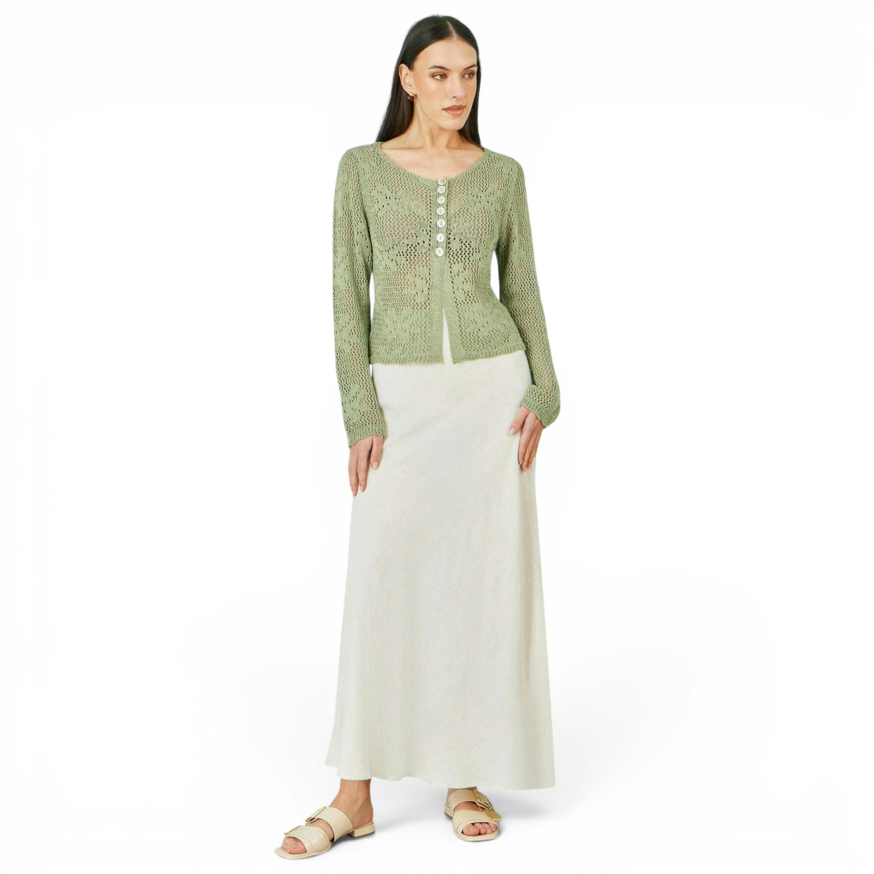 Yumi Natural Viscose Maxi Skirt , view 1 of 4