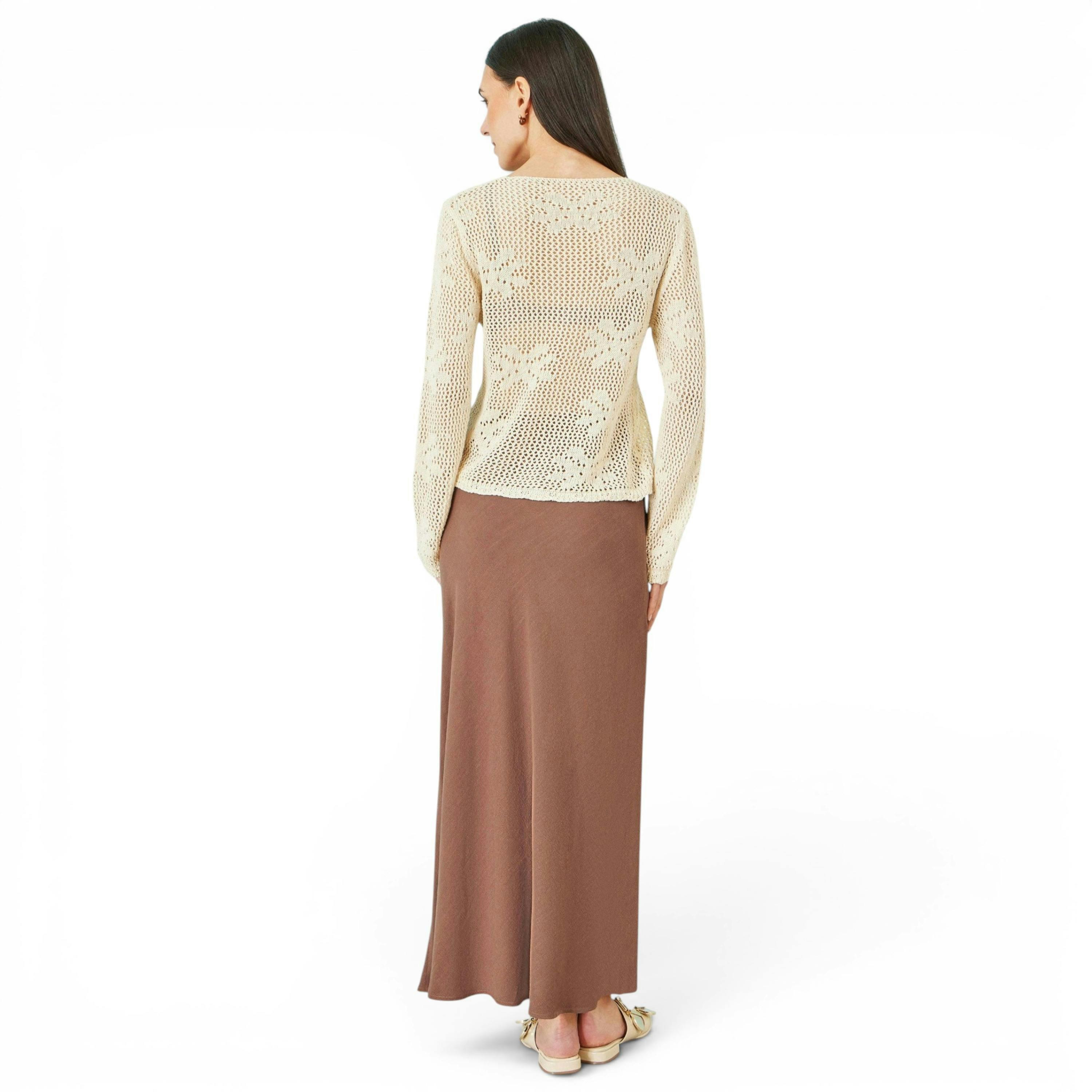 Yumi Brown Viscose Maxi Skirt , view 3 of 4