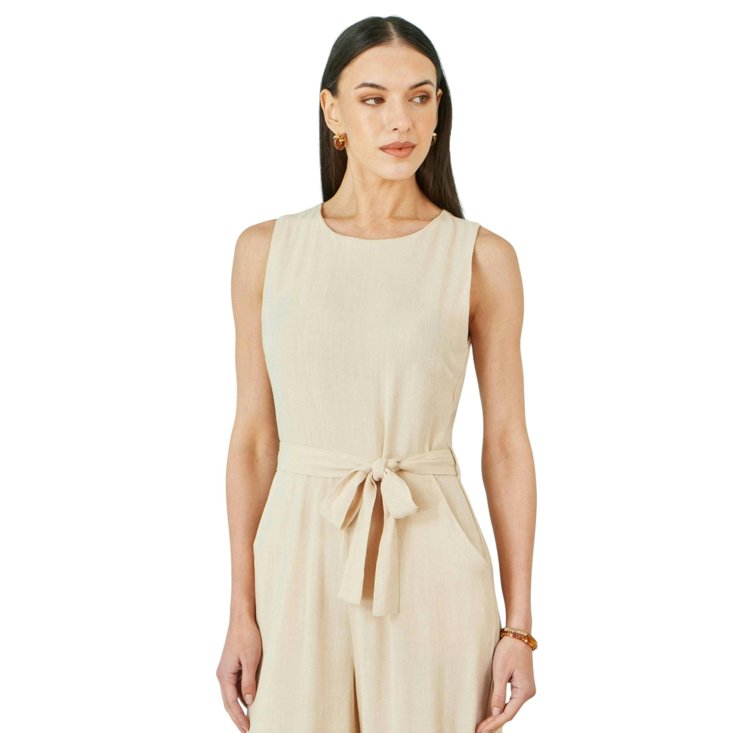 Yumi Beige Viscose Culotte Jumpsuit , view 4 of 5