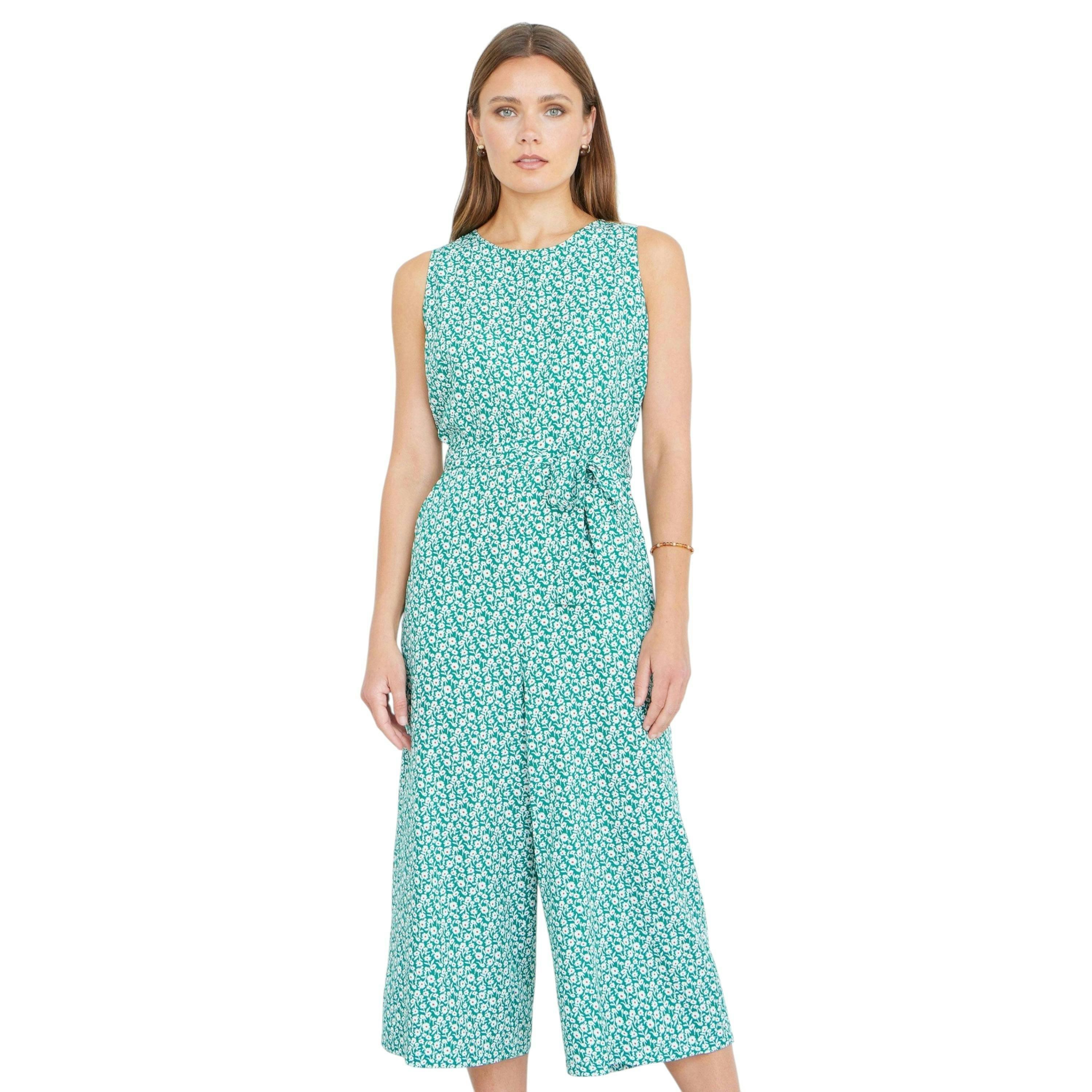 Yumi Green Ditsy Culotte Jumpsuit , view 3 of 6