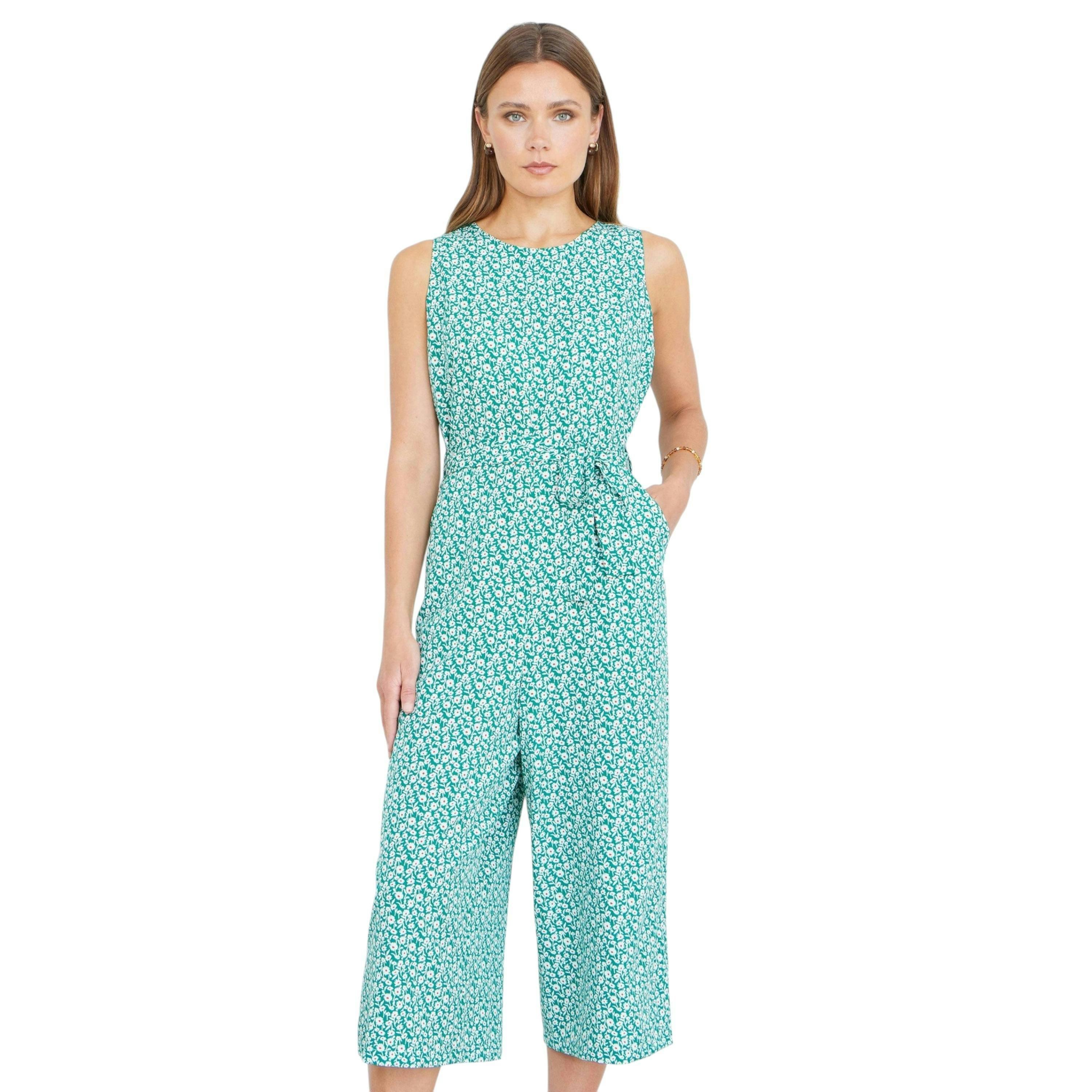 Yumi Green Ditsy Culotte Jumpsuit , view 5 of 6