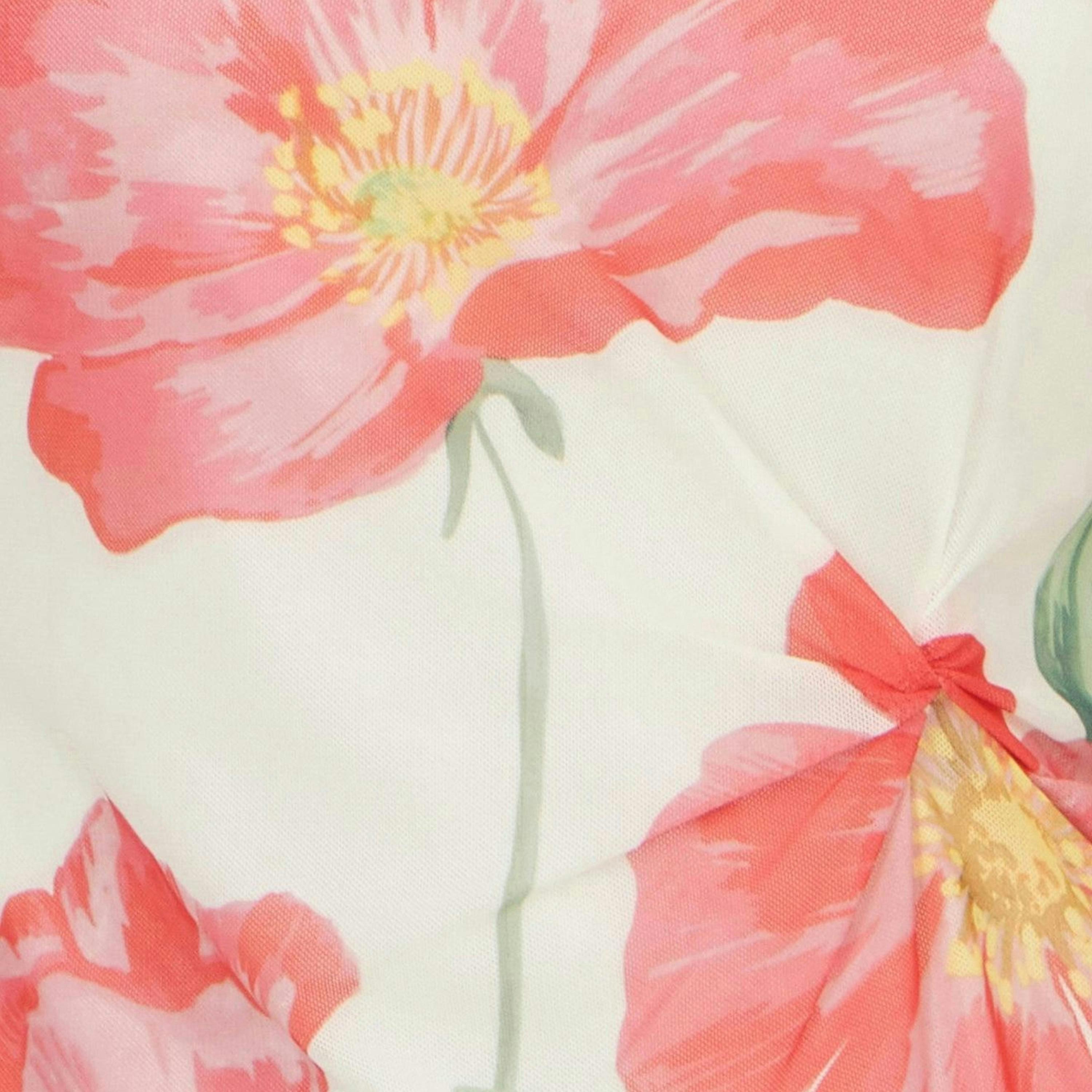 Yumi Ivory Poppy Print Mesh Top , view 5 of 5