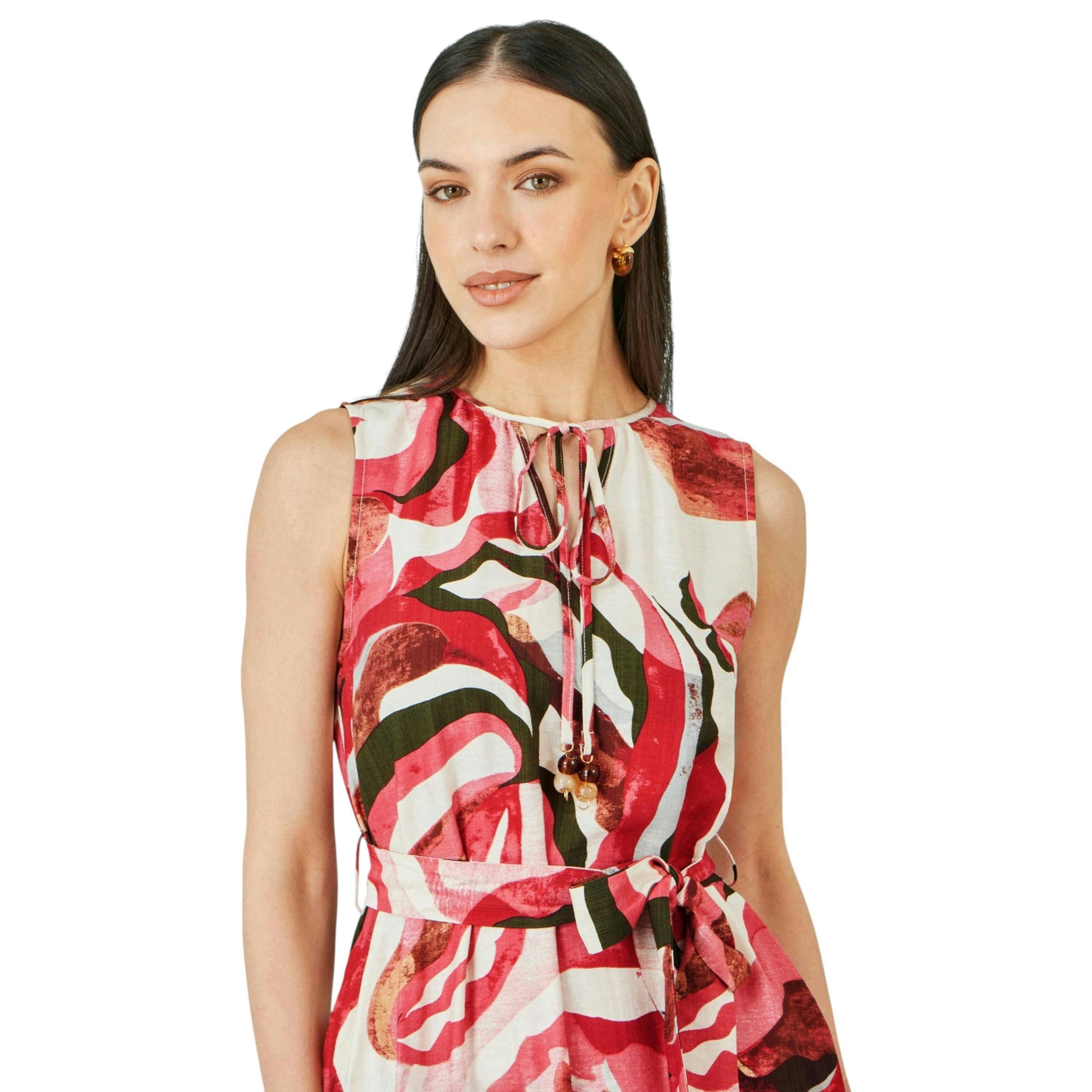 Yumi Pink Viscose Swirl Print Midi Dress , view 2 of 6