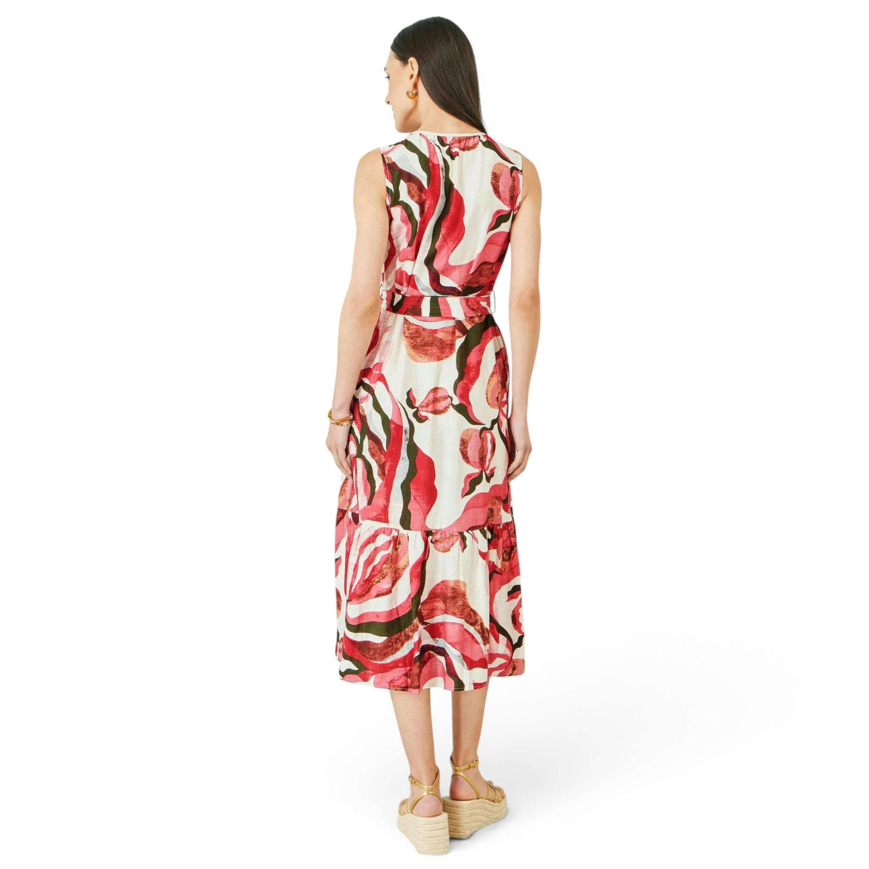 Yumi Pink Viscose Swirl Print Midi Dress , view 5 of 6
