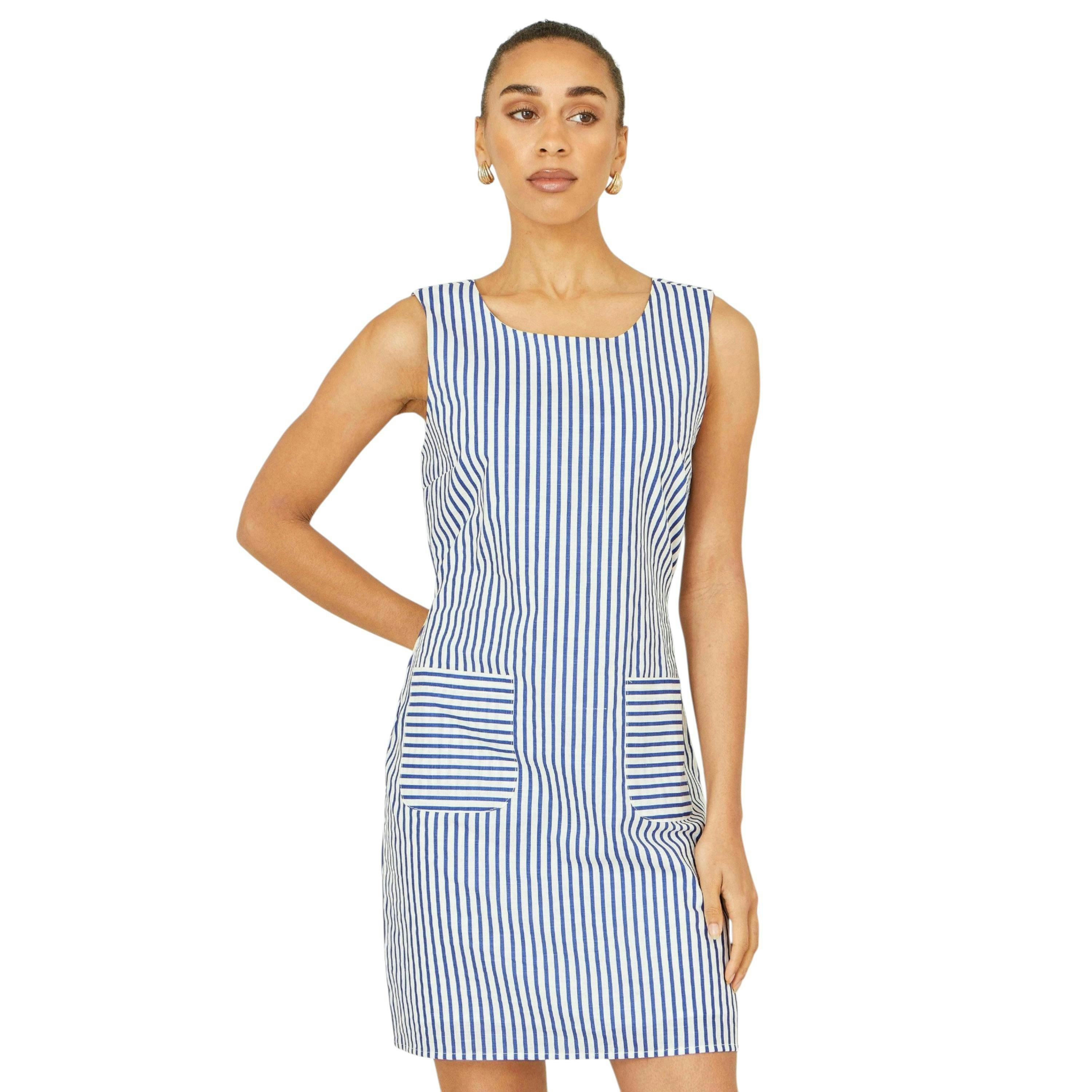 Yumi Navy Stripe Cotton Shift Dress , view 1 of 6