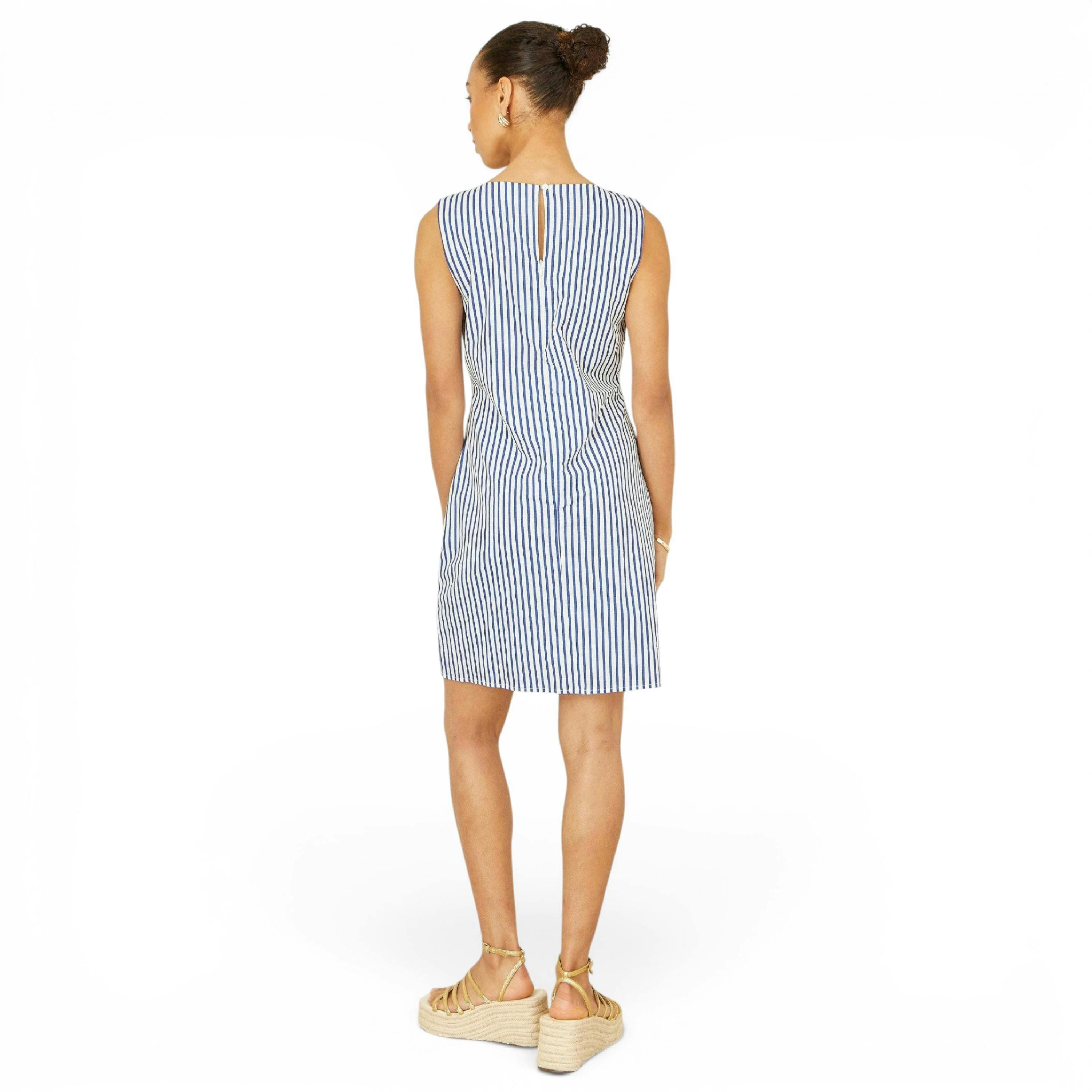 Yumi Navy Stripe Cotton Shift Dress , view 4 of 6