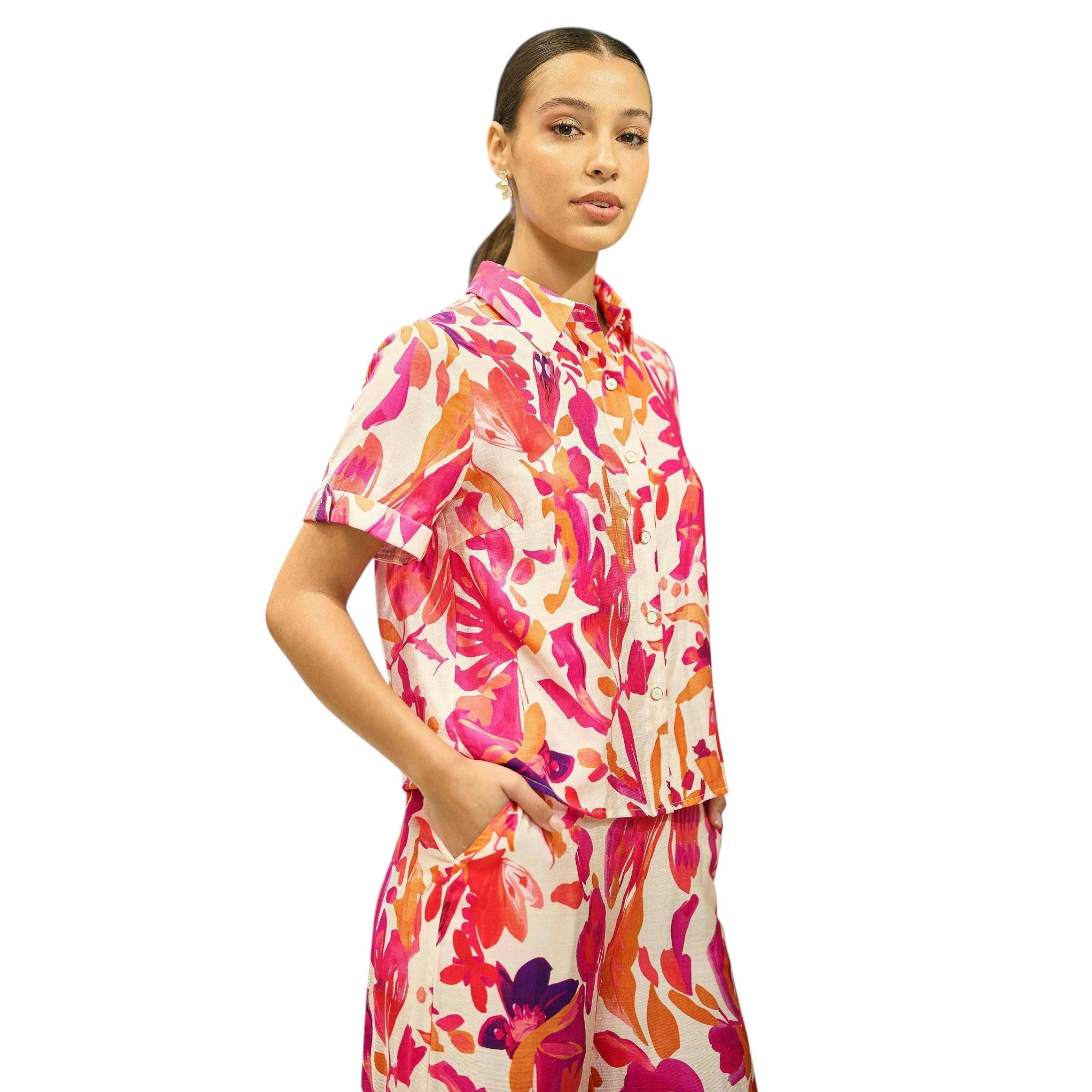 Yumi Pink Abstract Floral Shirt , view 2 of 6