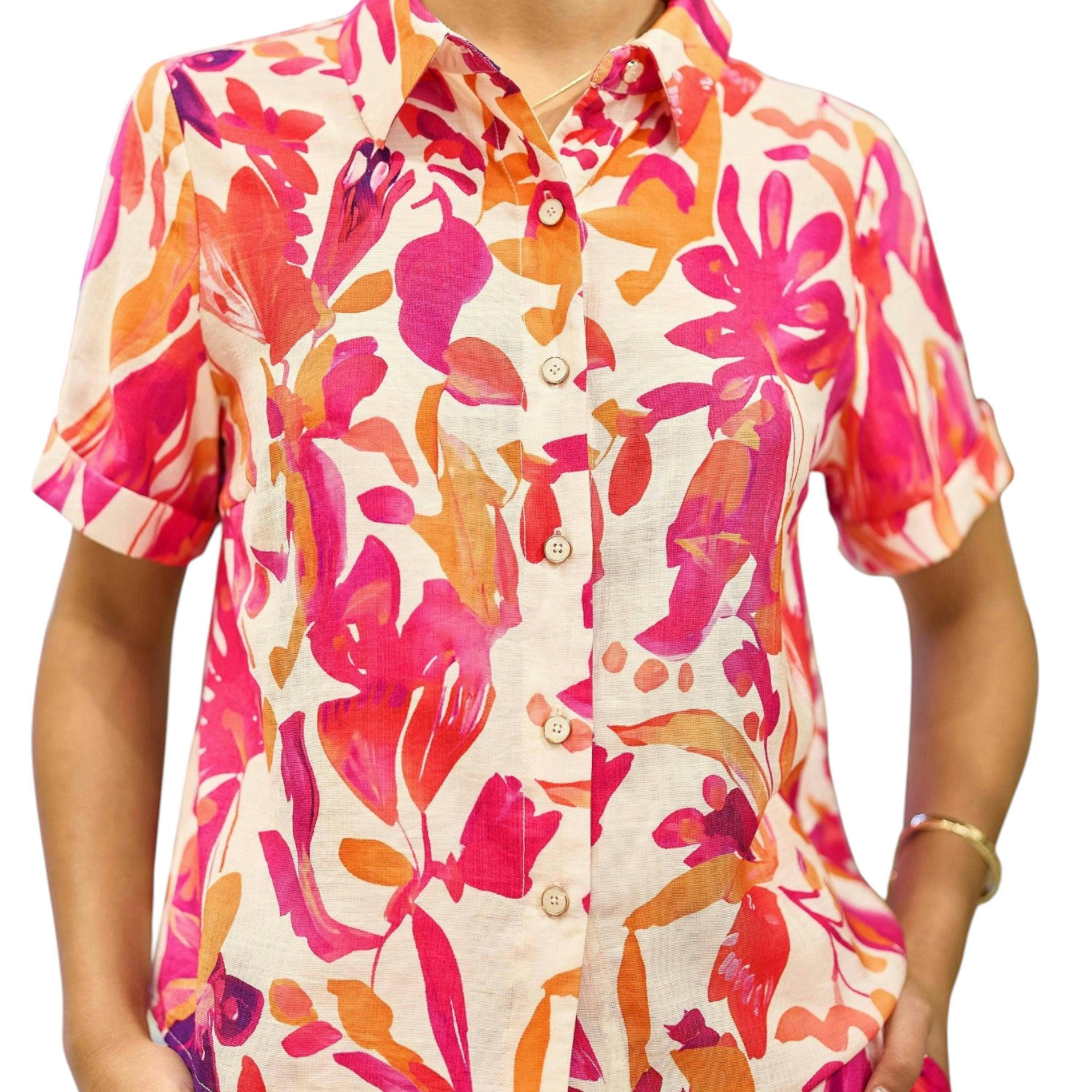 Yumi Pink Abstract Floral Shirt , view 5 of 6