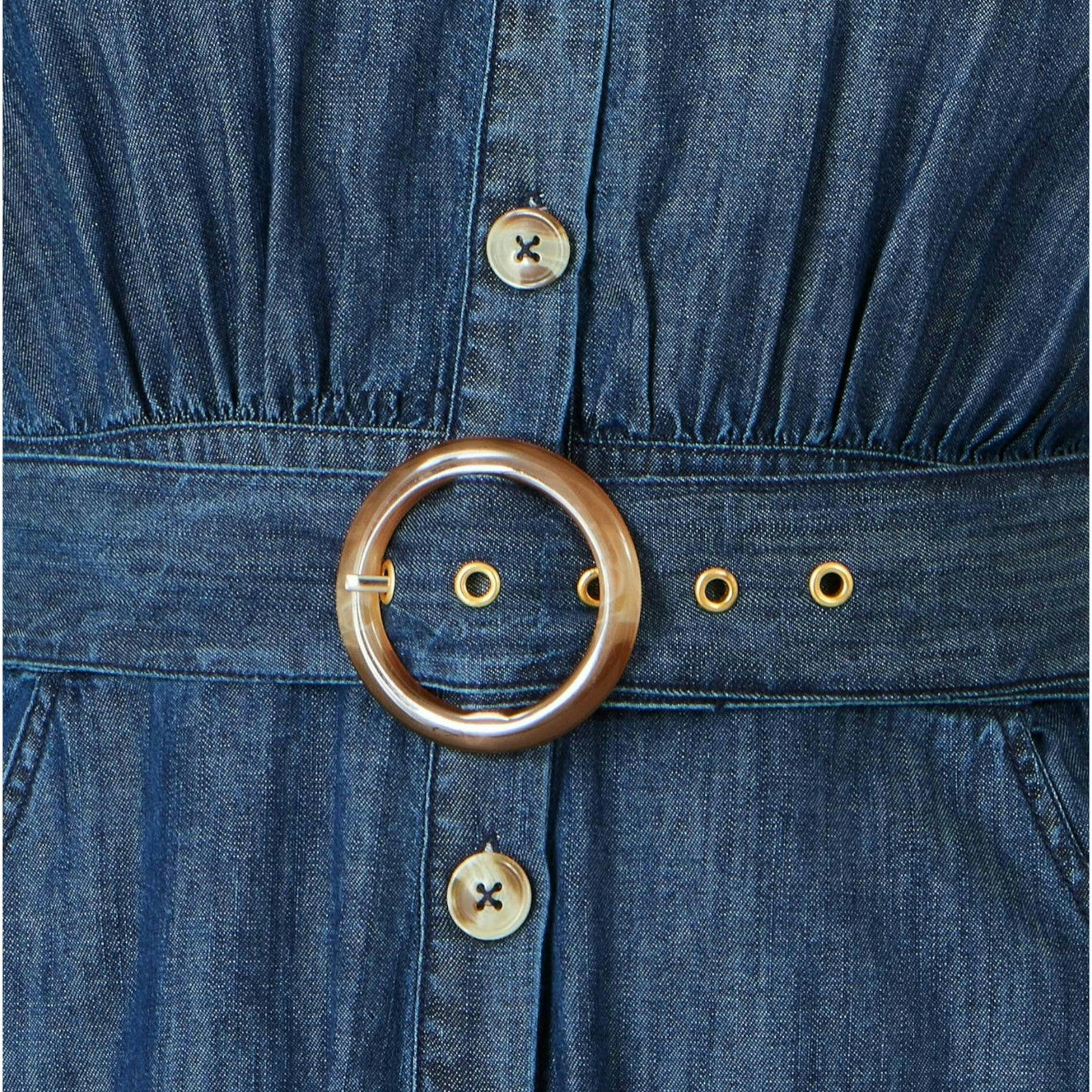 Yumi Blue Chambray Cotton Playsuit , view 6 of 6