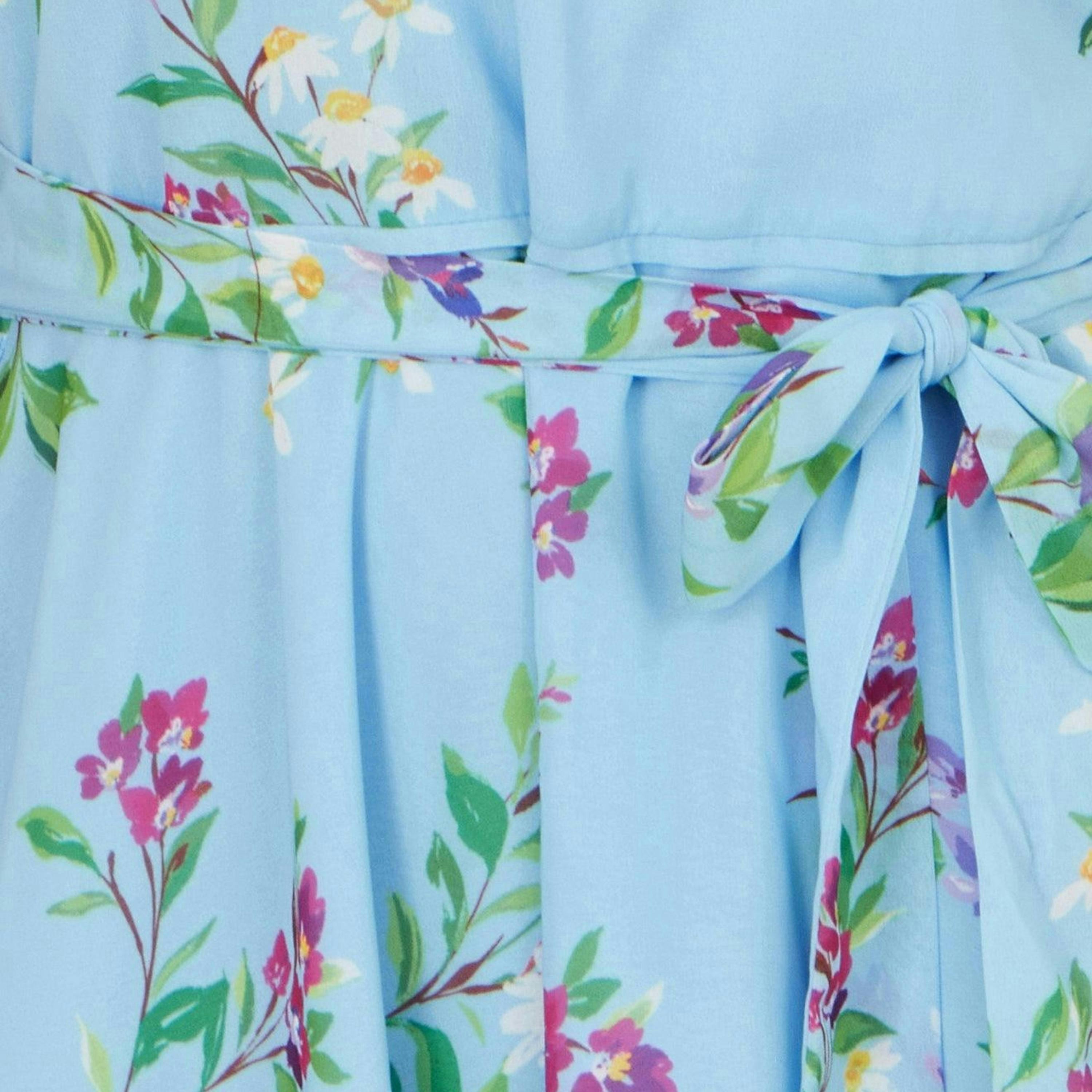 Yumi Blue Floral Print Midi Skater Dress , view 6 of 6