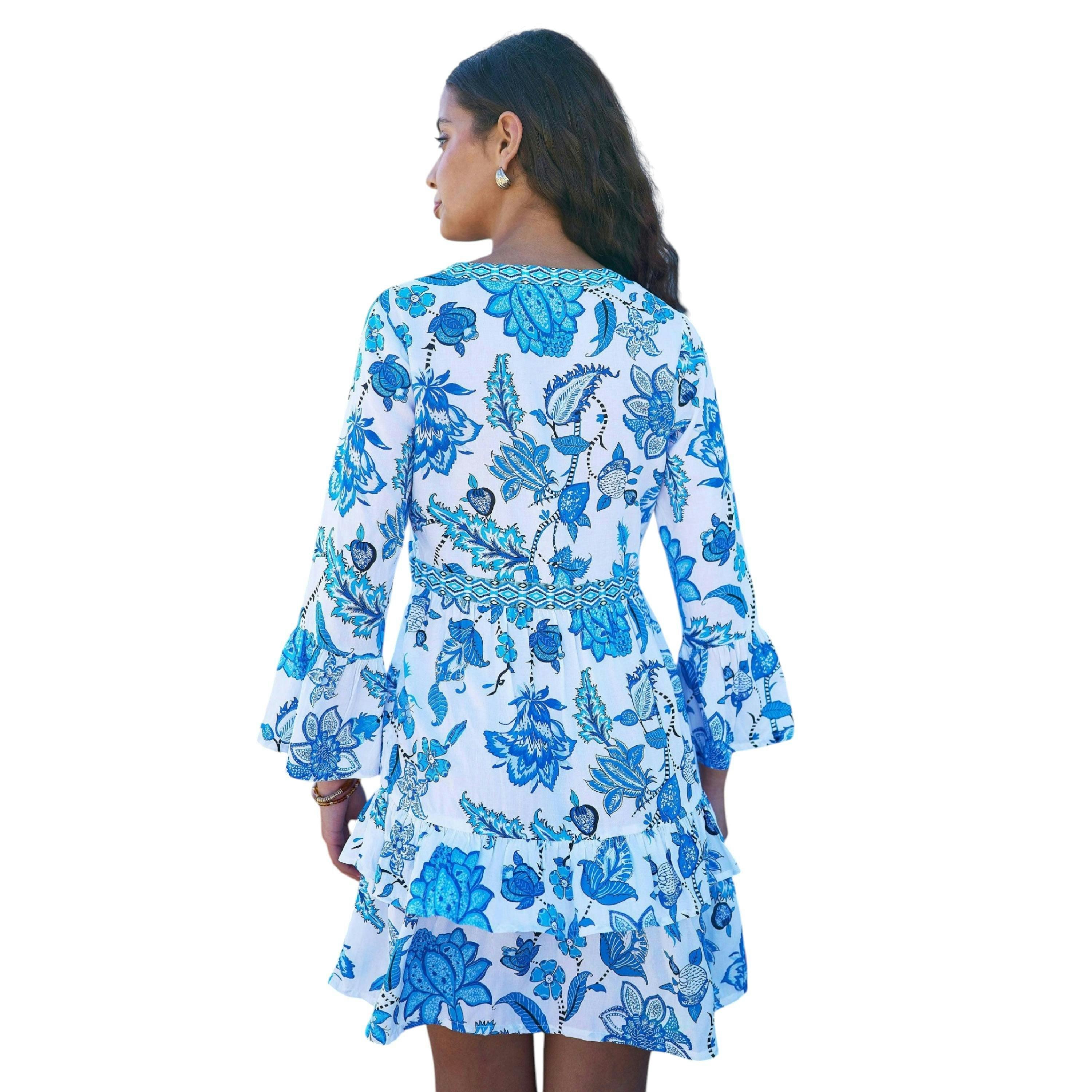 Yumi Blue Floral Tencel Beach Tunic , view 4 of 6