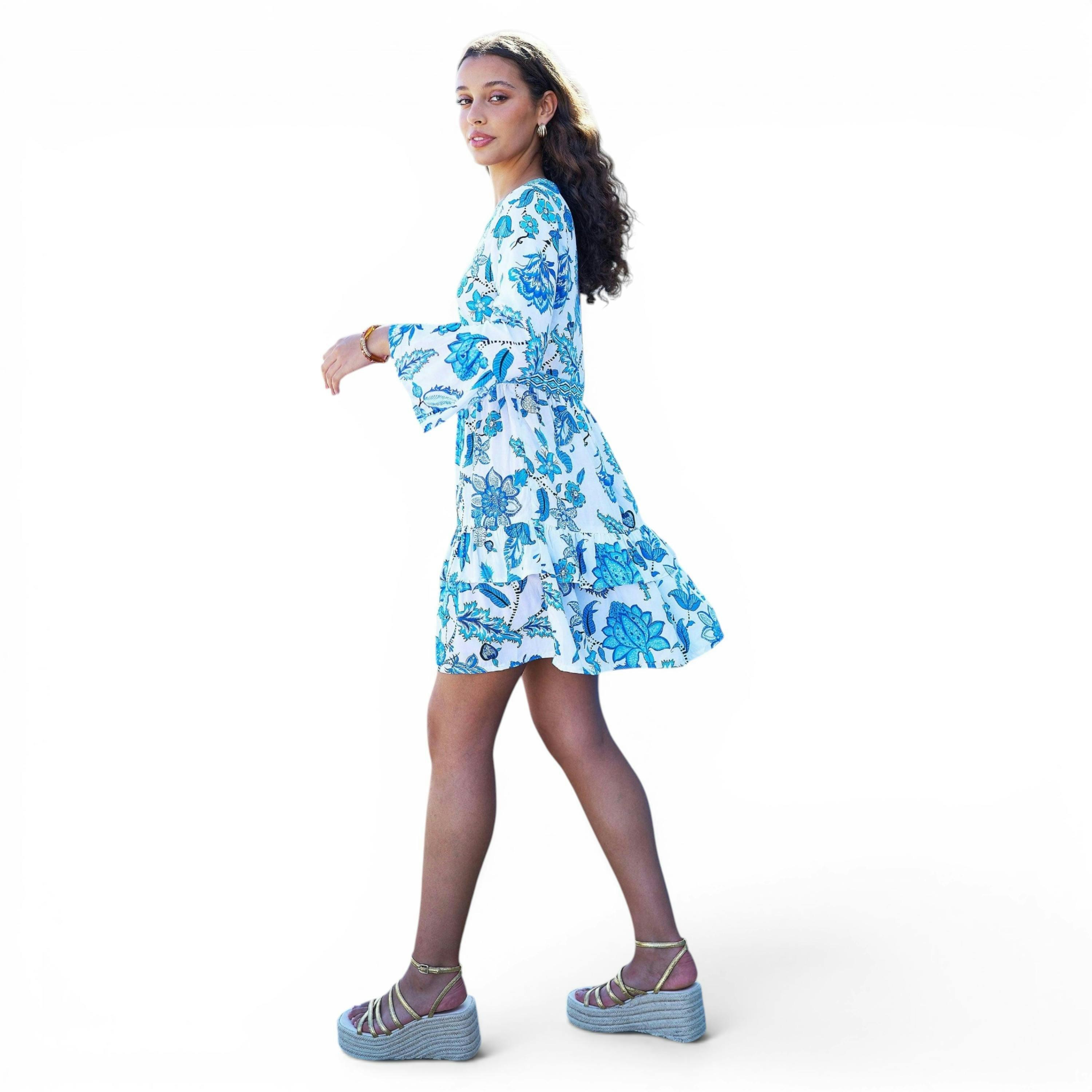 Yumi Blue Floral Tencel Beach Tunic , view 5 of 6
