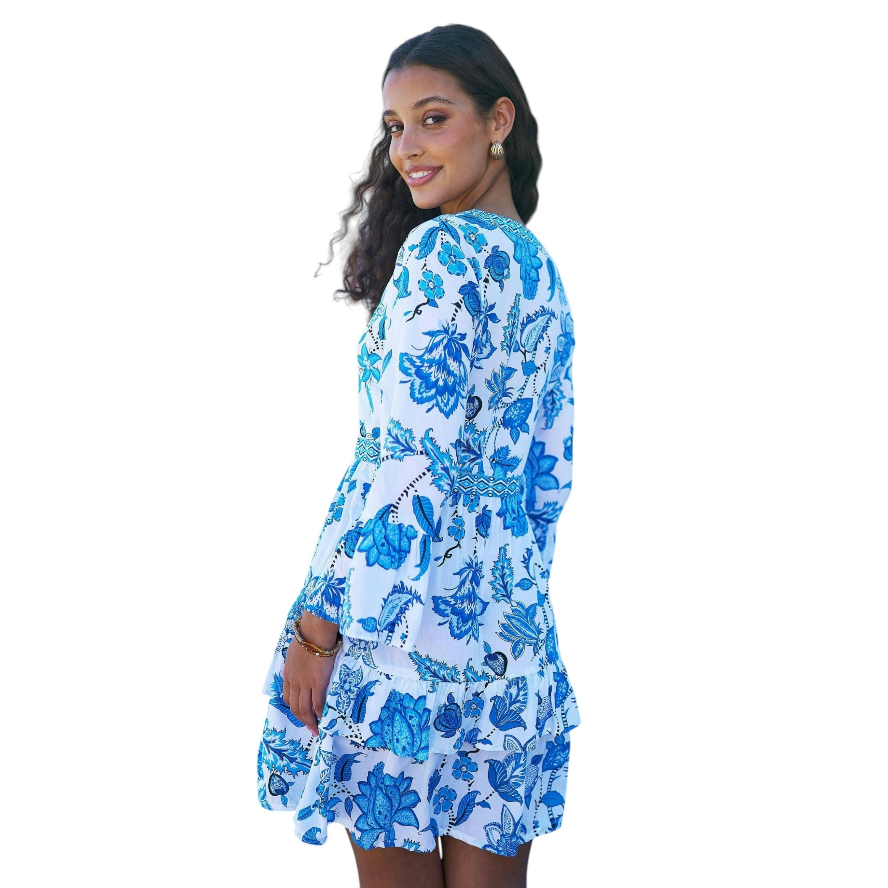 Yumi Blue Floral Tencel Beach Tunic , view 6 of 6