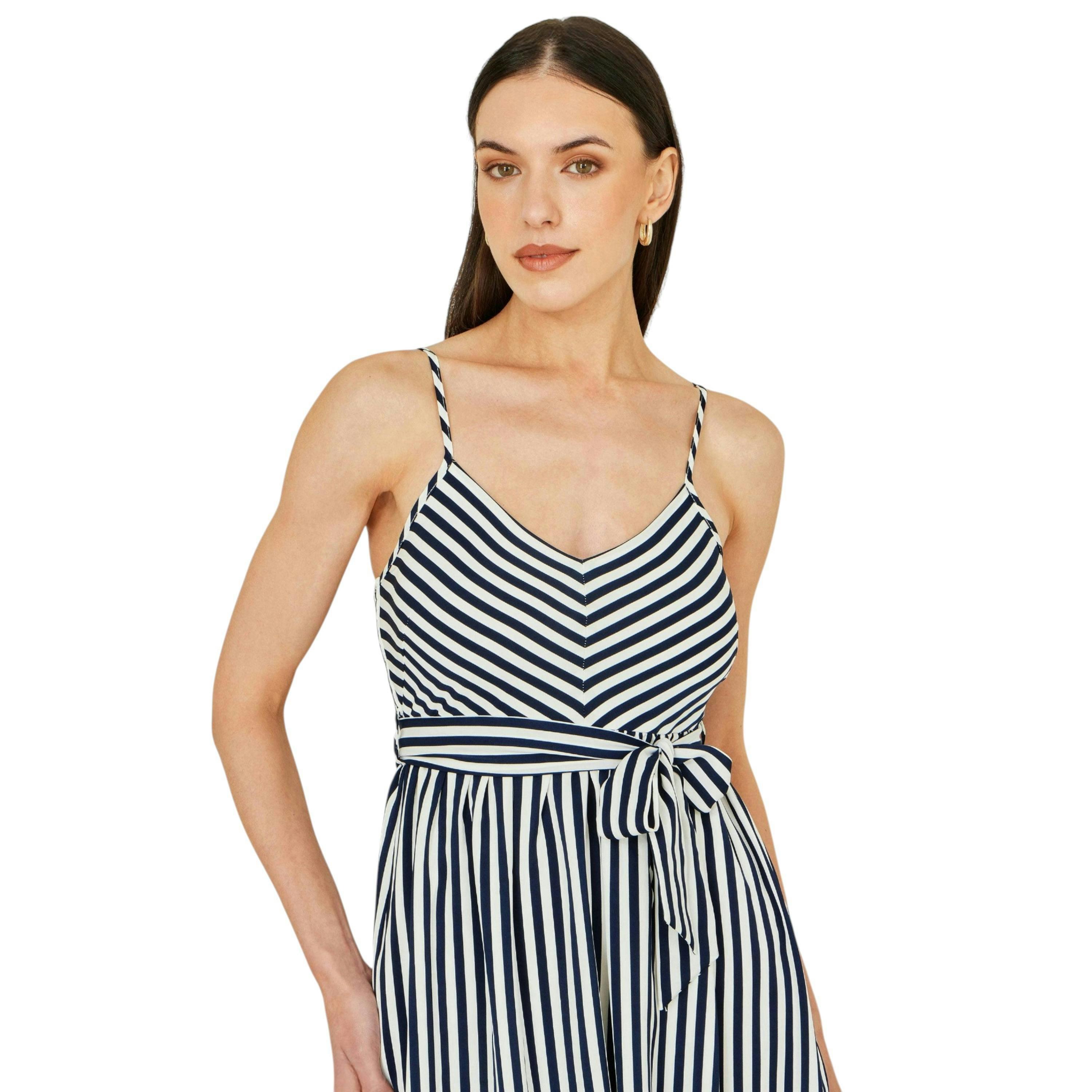 Yumi Navy Stripe Midi Sun Dress , view 2 of 6