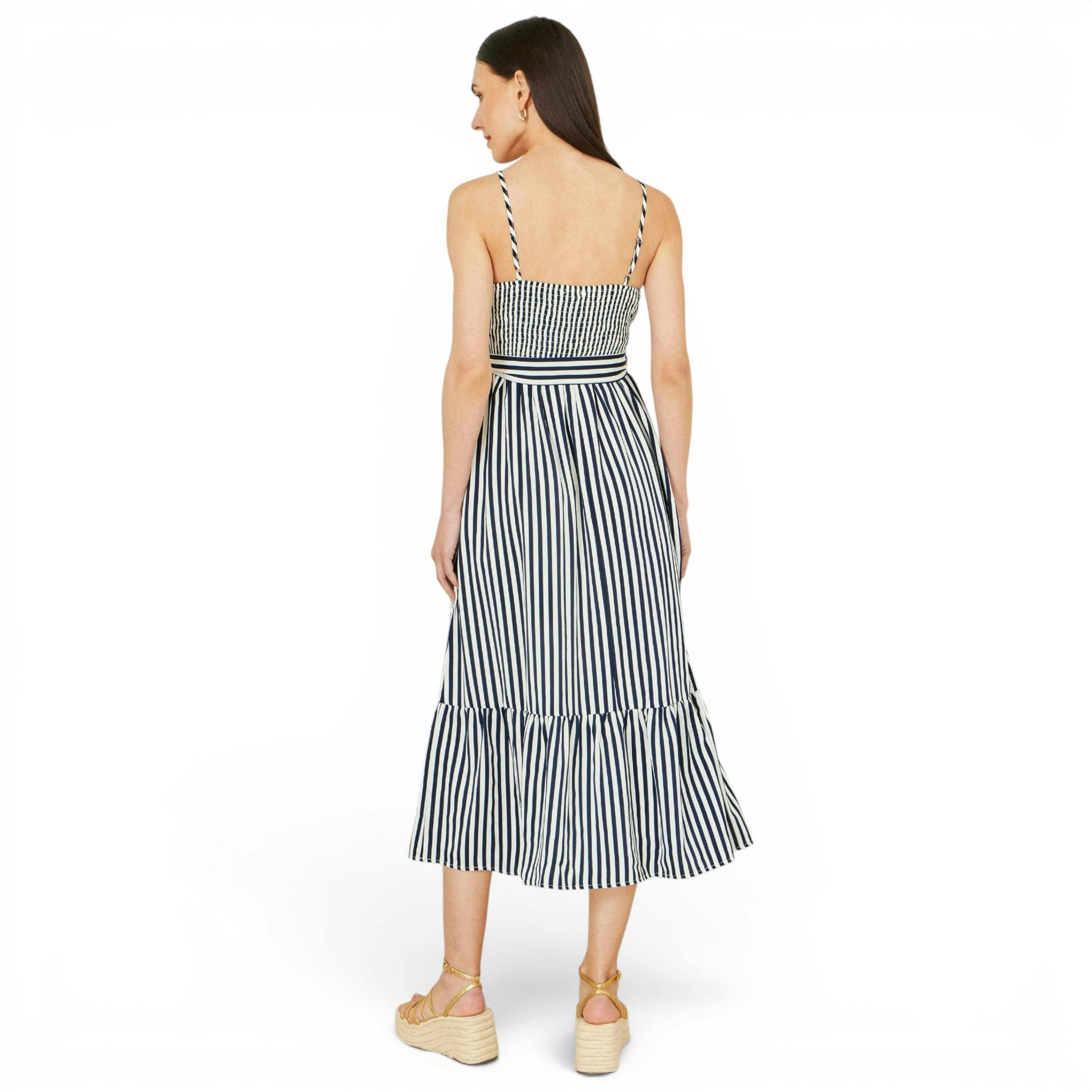 Yumi Navy Stripe Midi Sun Dress , view 4 of 6
