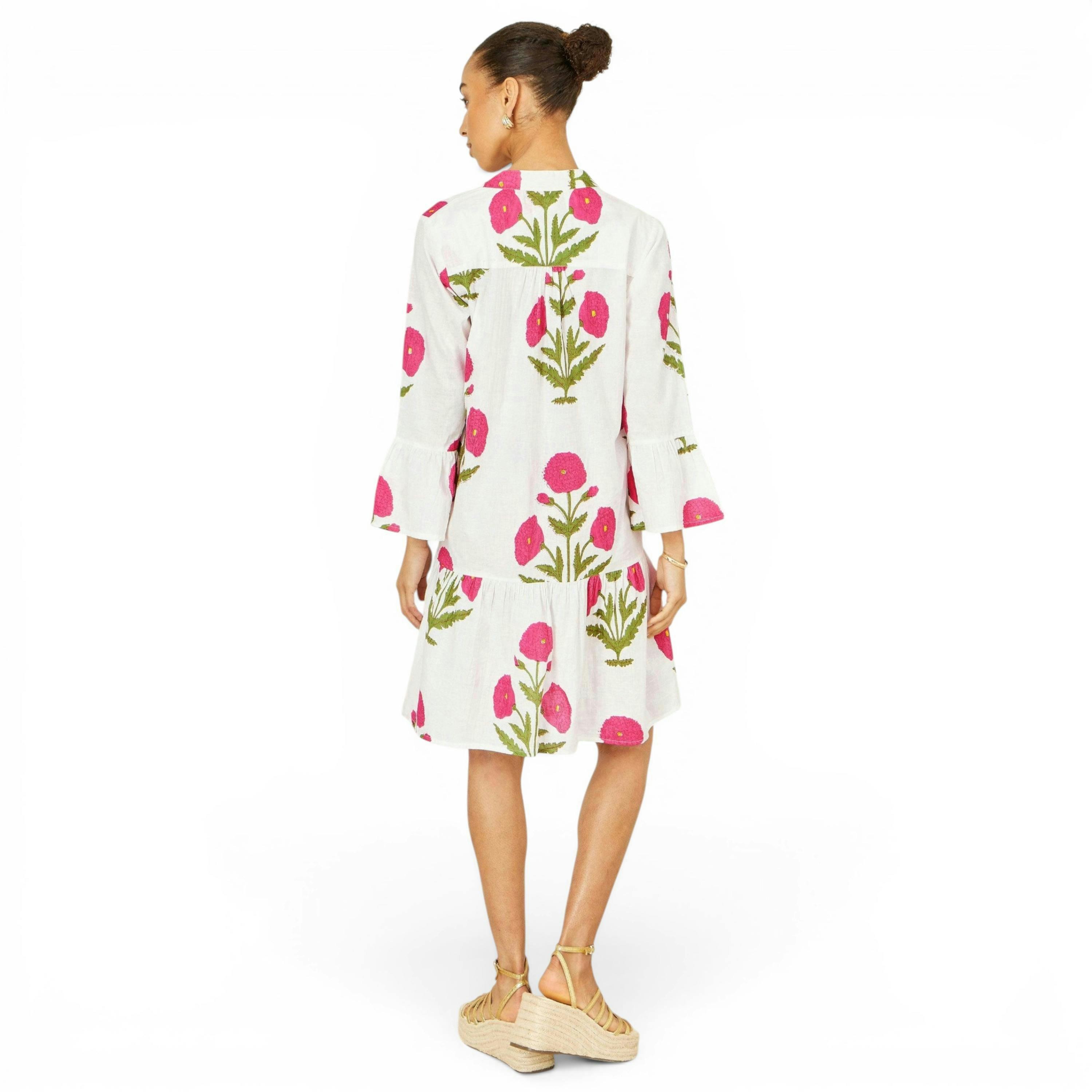 Yumi White Cotton Floral Tunic , view 3 of 5