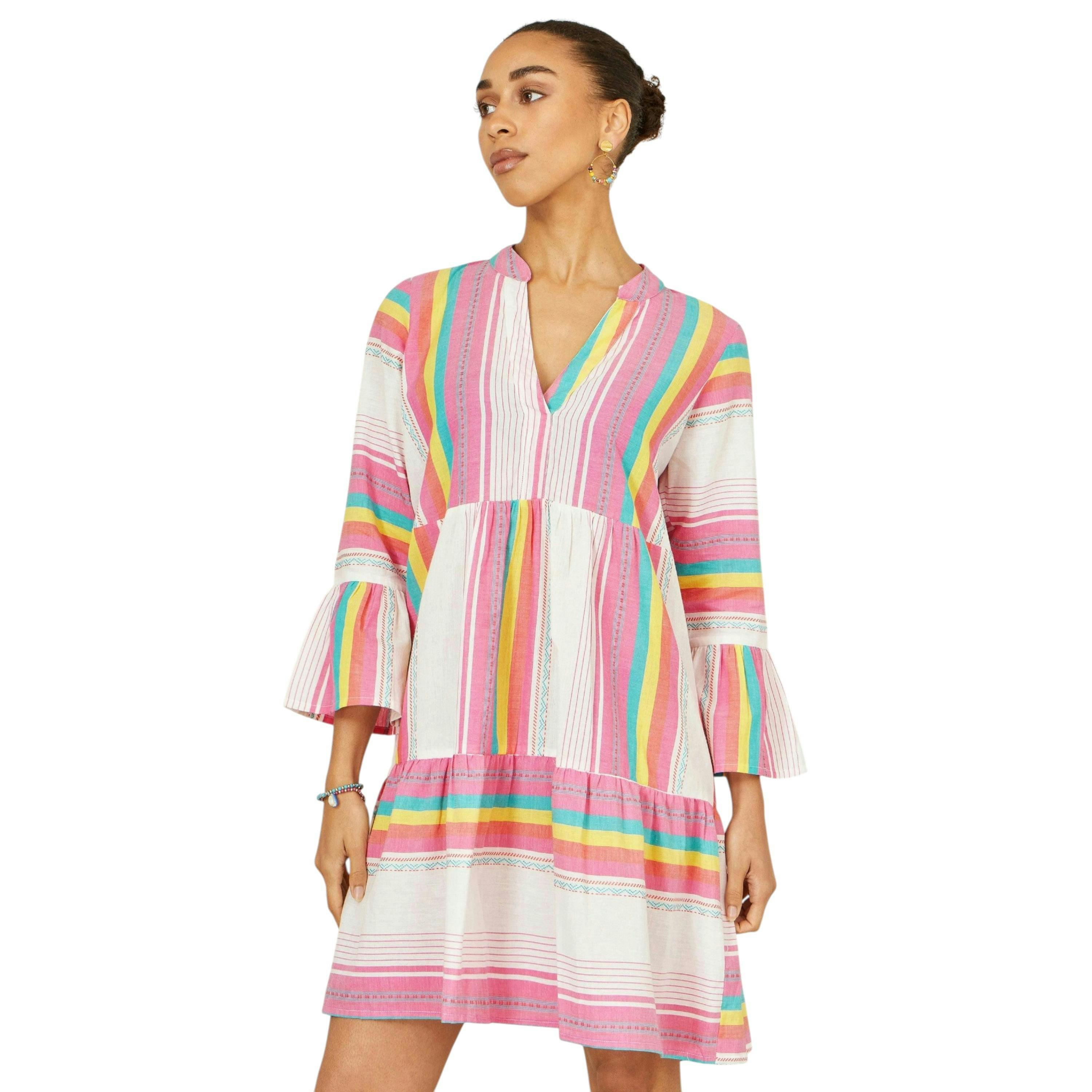 Yumi Multicolour Cotton Stripe Tunic , view 1 of 6